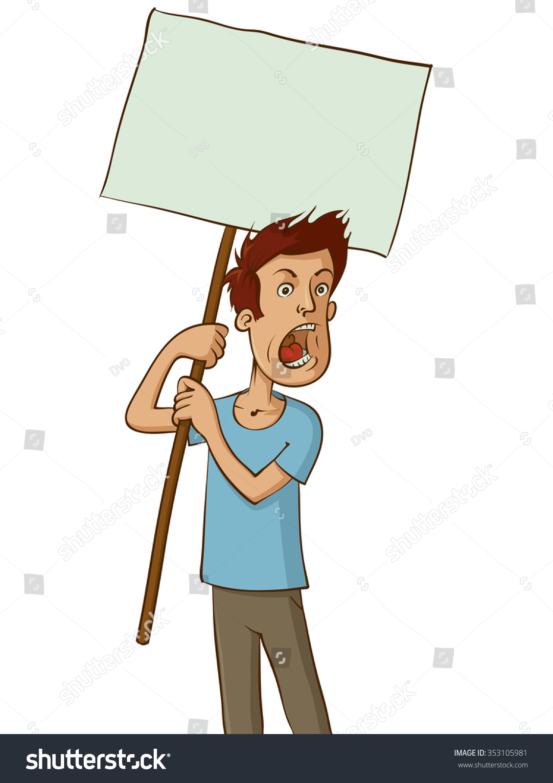 Angry Protester Holding White Sign Vector Stock Vector (Royalty Free ...