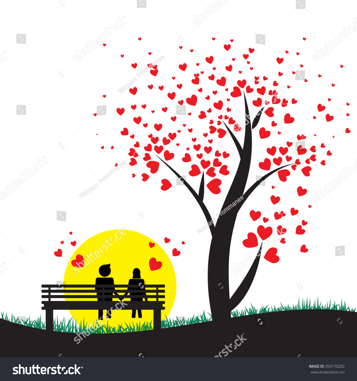 Boy Girl Holding Hands Sitting On Stock Vector (Royalty Free) 353170202 ...