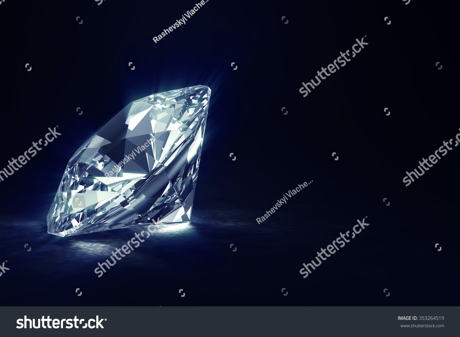 Big Blue Diamond On Black Background Stock Illustration 353264519 