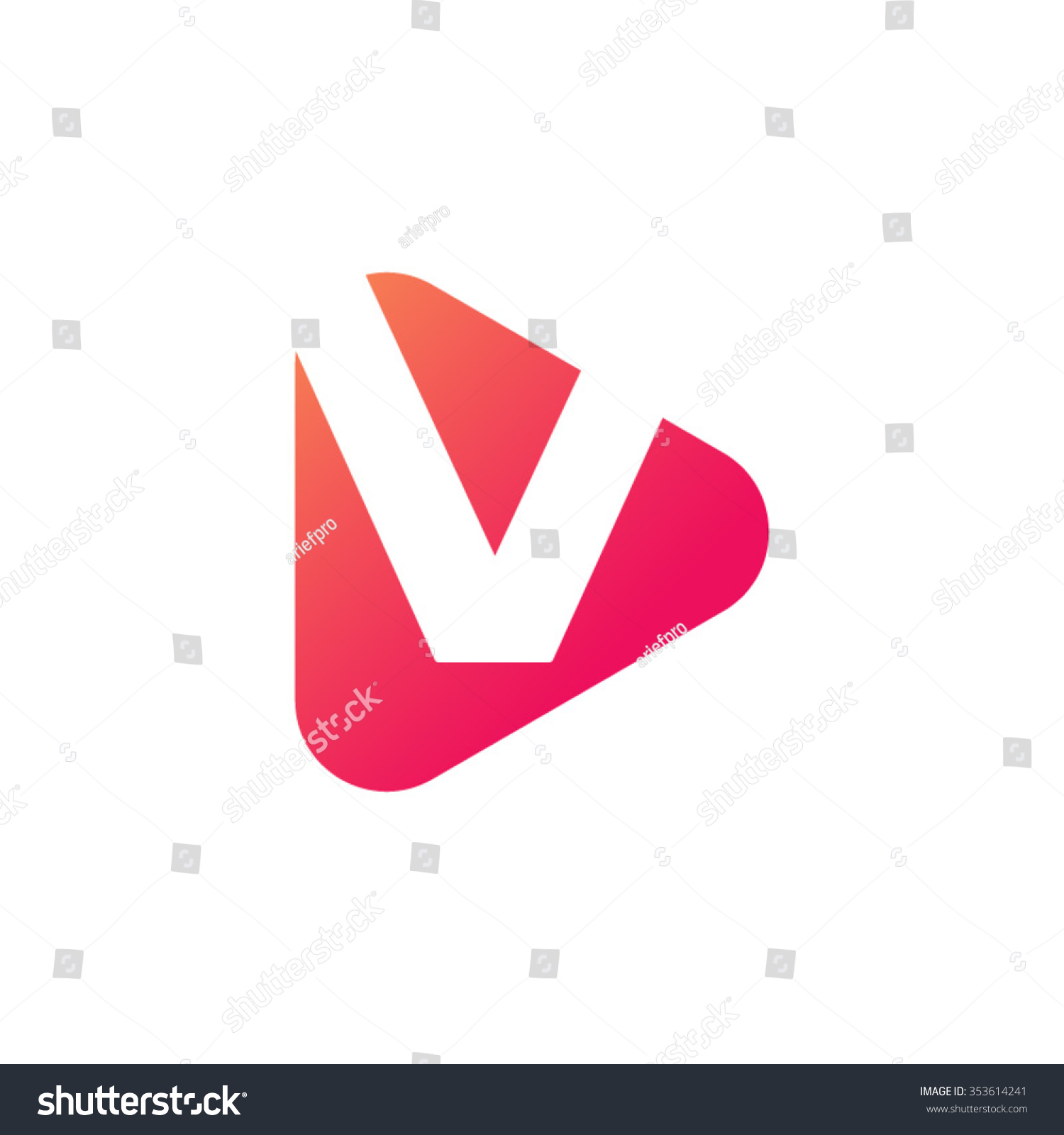 Letter V Rounded Triangle Shape Icon Stock Vector (Royalty Free ...