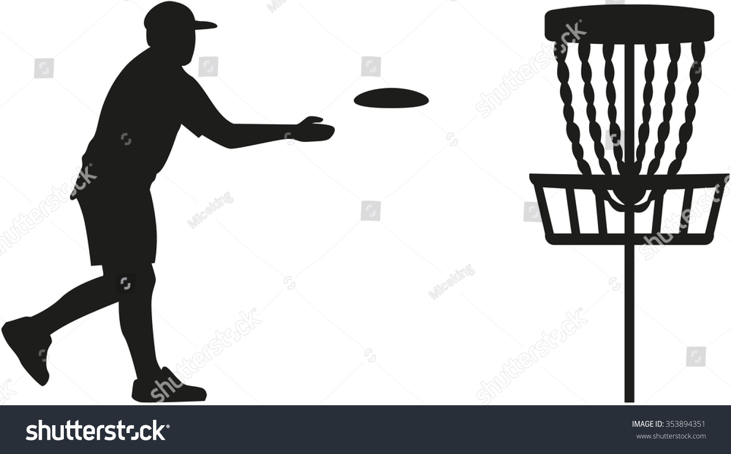Disc Golf Player Throwing Disc Basket Stock Vector (Royalty Free) 353894351...