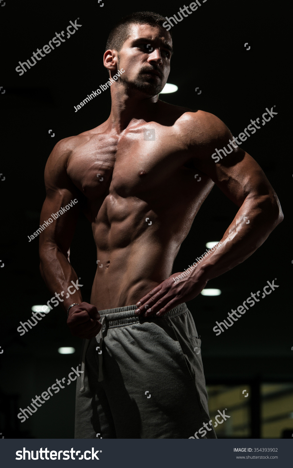 Athlete Muscular Brutal Bodybuilder Emotional Posing Stock Photo Shutterstock