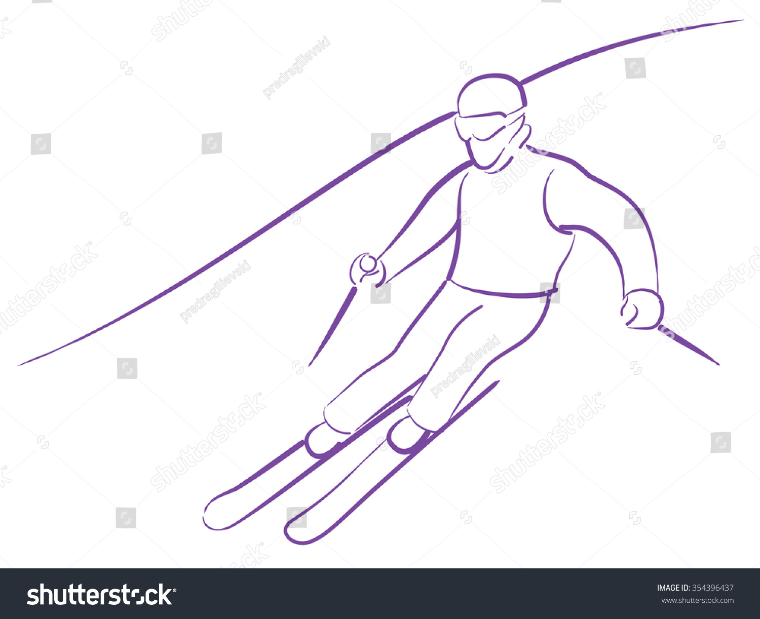 Рисунок лыжника легкий