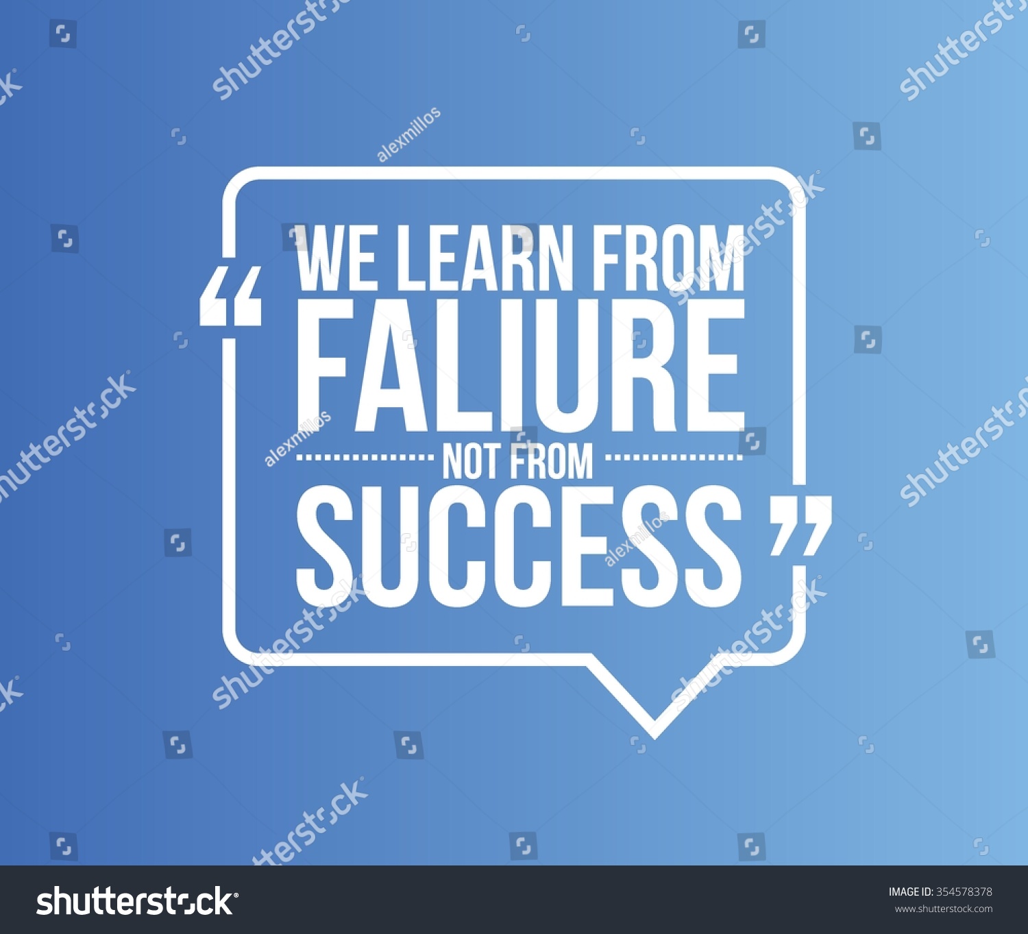 We Learn Failure Not Success Quote Stock Vector (Royalty Free ...