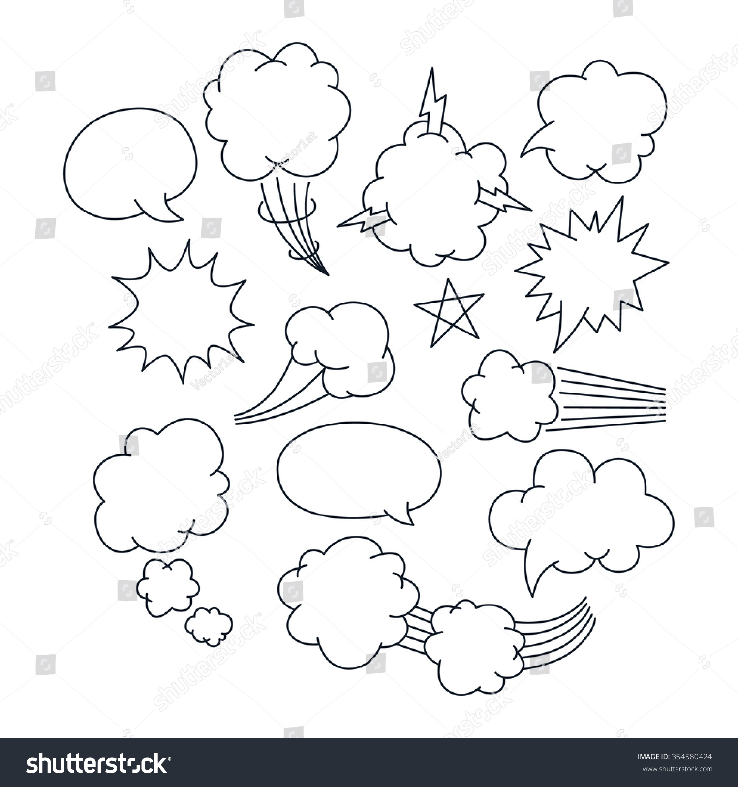 Cartoon Speech Caption Bubble Outline Stock Vector (Royalty Free ...