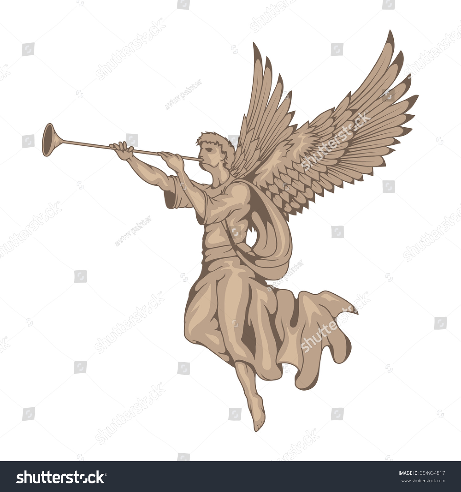 Ангел с трубой вектор