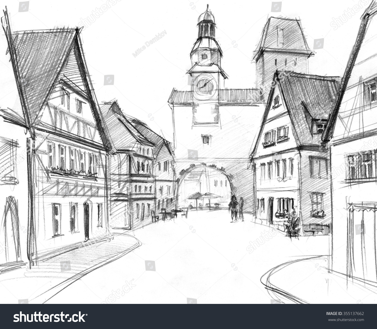 Лёгкий рисунок немецкого города