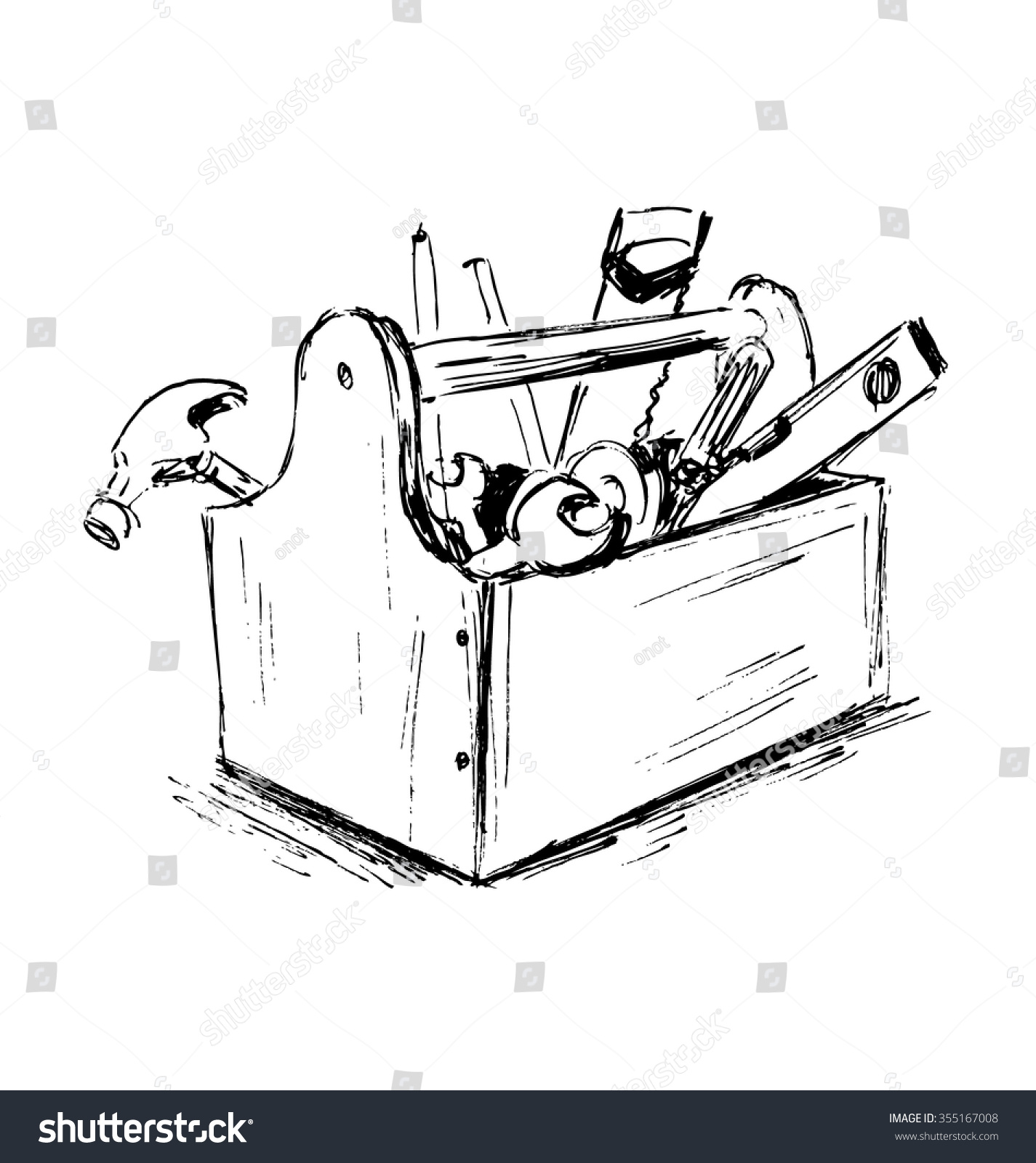 Hand Sketch Box Tools Stock Vector (Royalty Free) 355167008 | Shutterstock