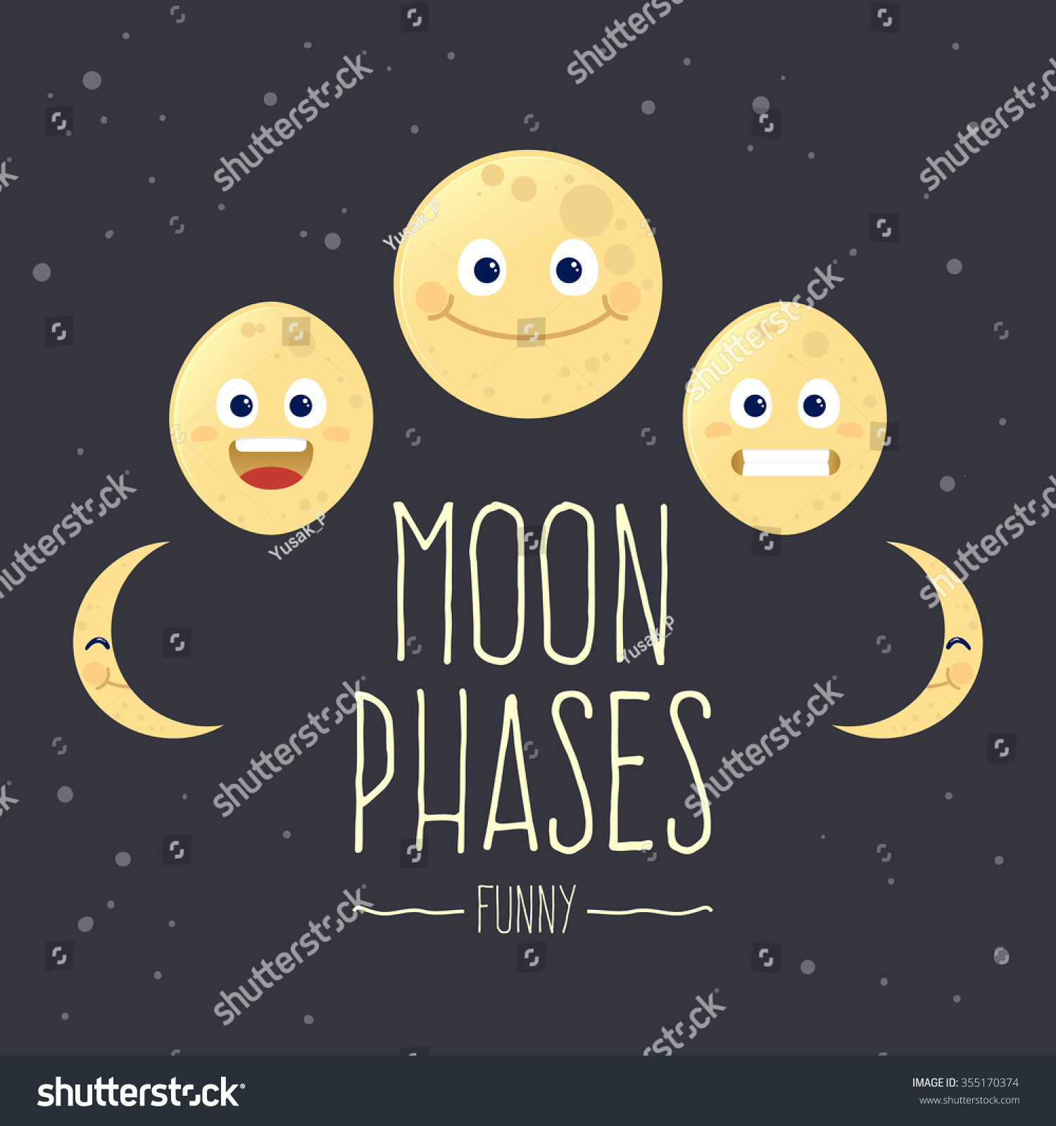 Funny Set Cartoon Moon Phases Vector Stock Vector Royalty Free Funny Set Cartoon Moon Phases Vector Stock Vector Royalty Free