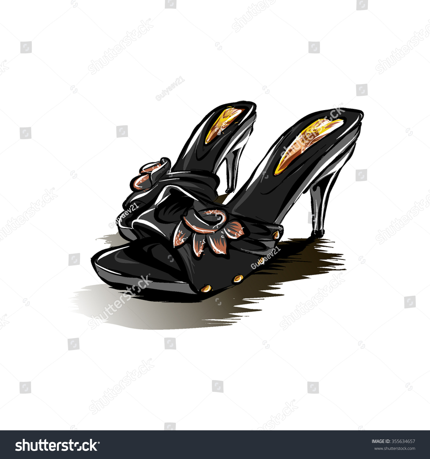 Vector Drawing Summer Shoes Barefoot Persons Stock Vector (Royalty Free ...