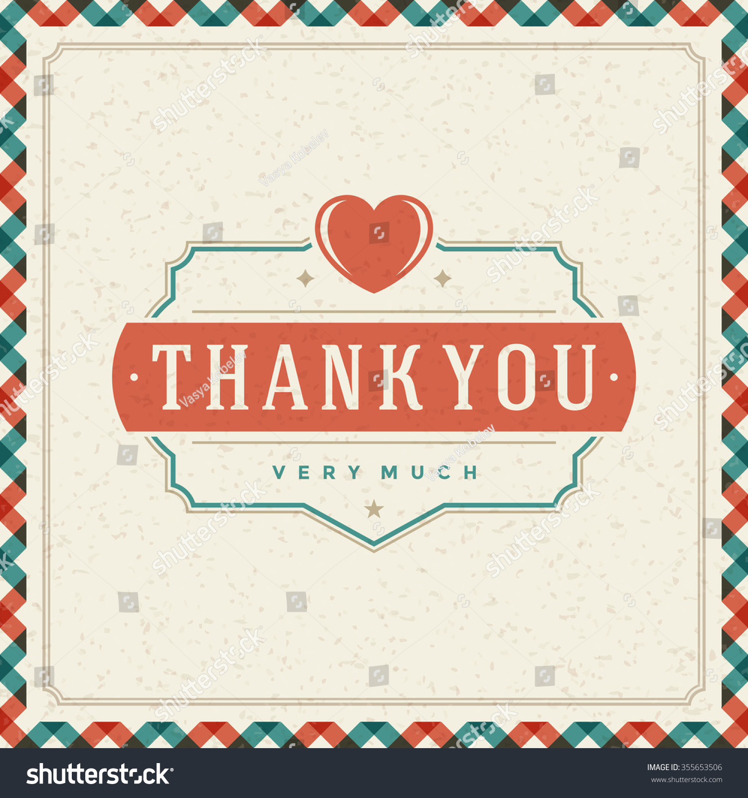 Thank You Message Text Vintage Greeting Stock Vector (Royalty Free ...