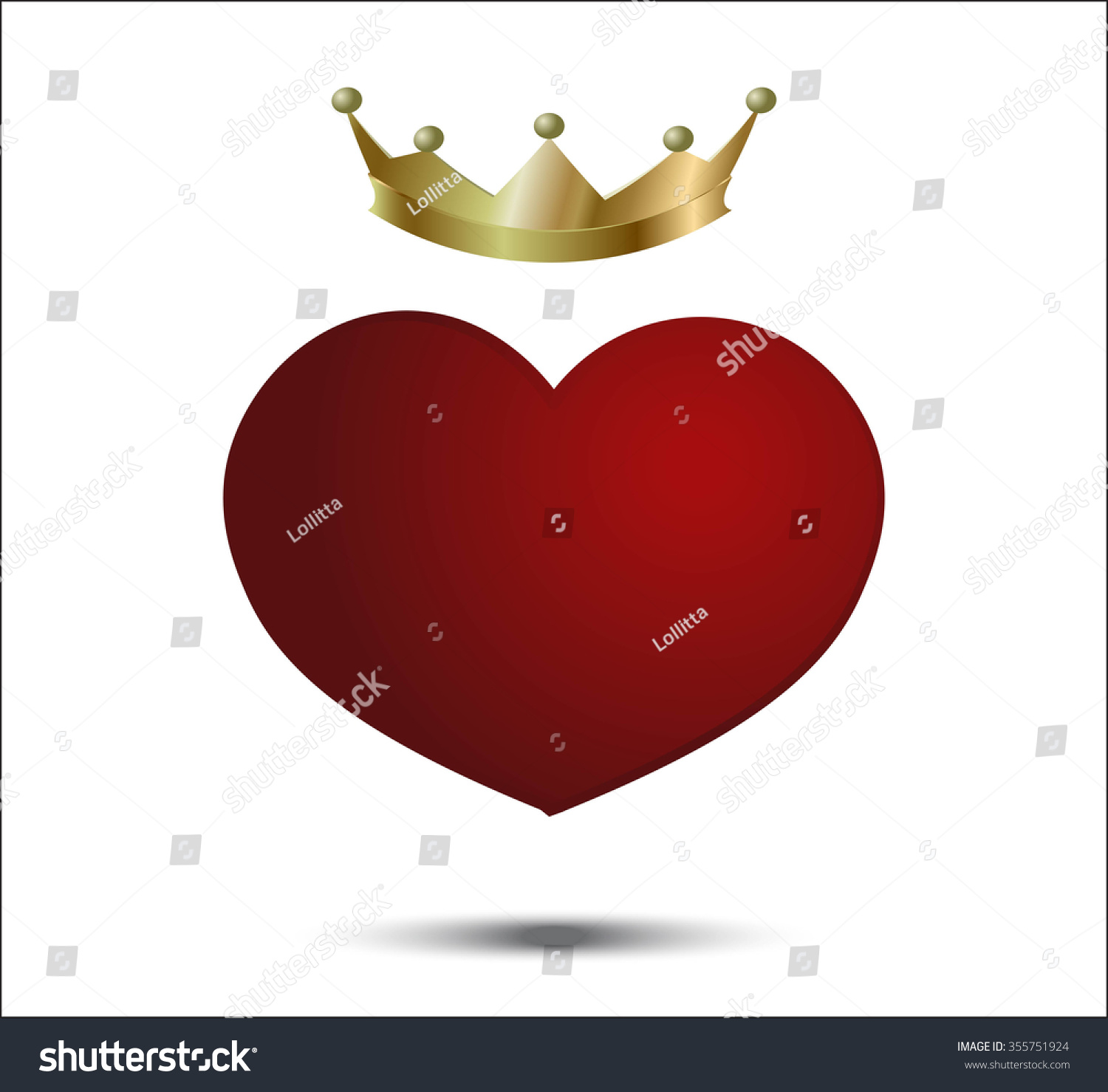 Beautiful Bright Red Heart Crown On Stock Vector (Royalty Free ...