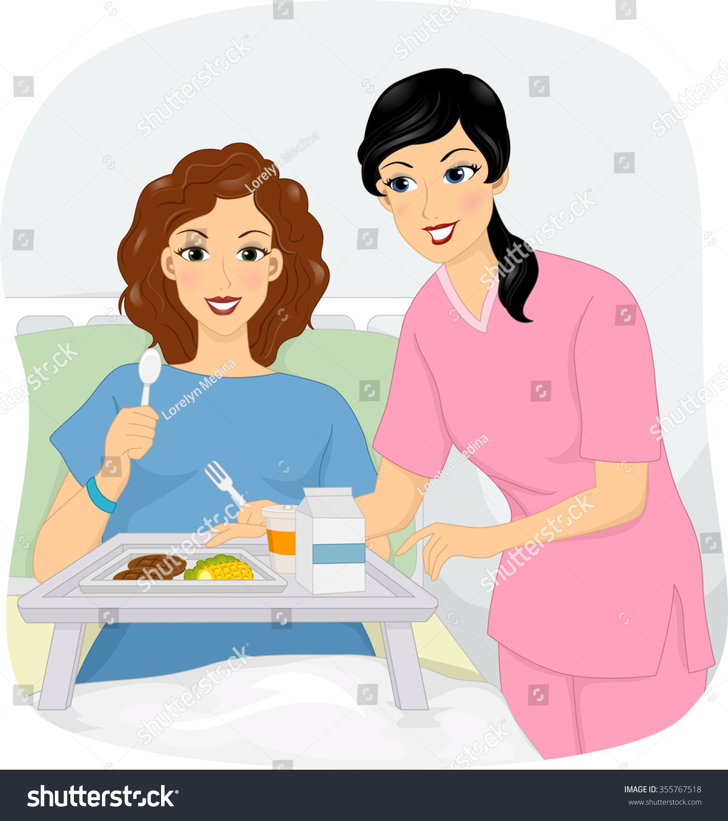 Illustration Female Nurse Helping Her Patient Stock Vector Royalty Free 355767518 Shutterstock