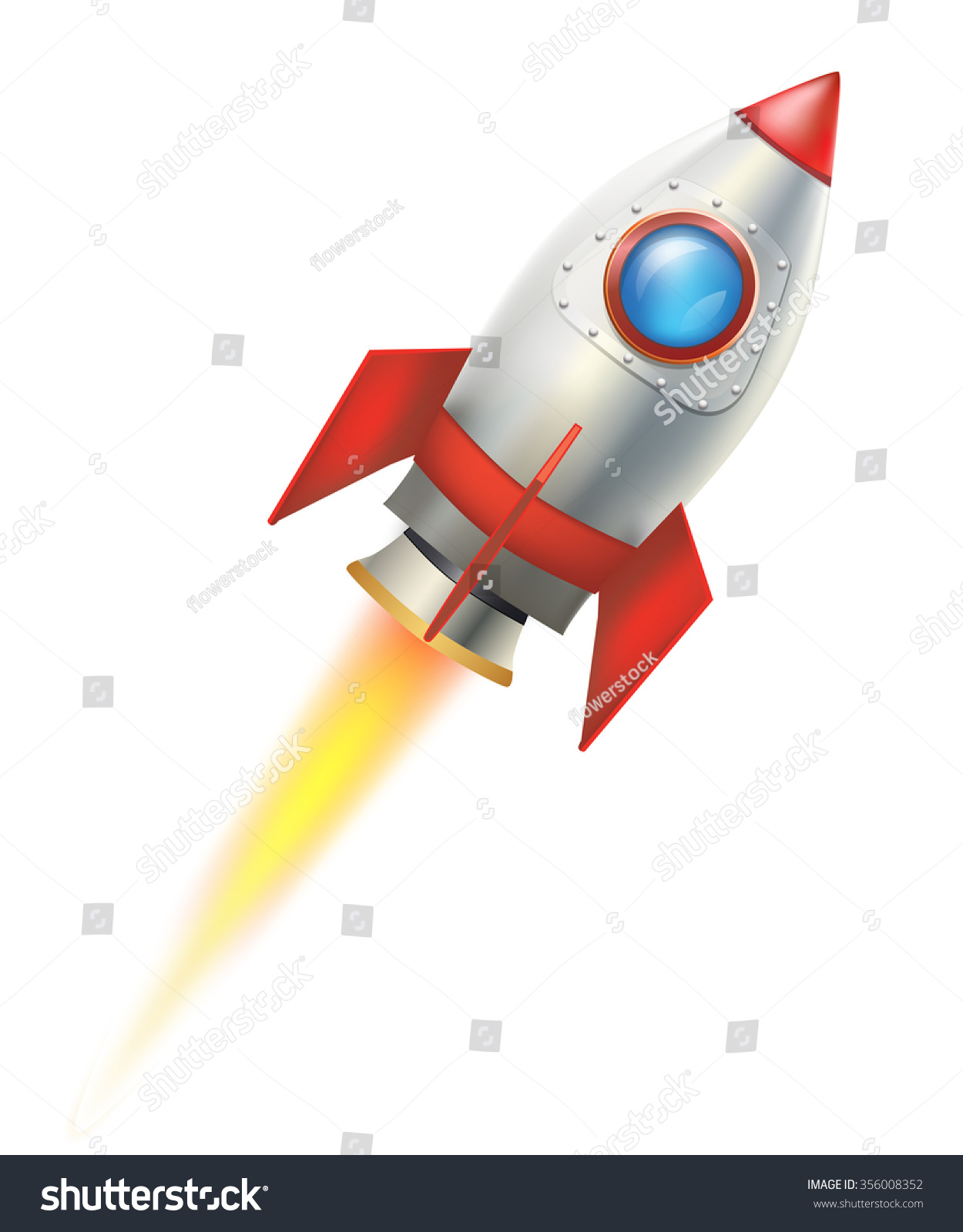 Flying Rocket On White Background Raster Stock Illustration 356008352 ...