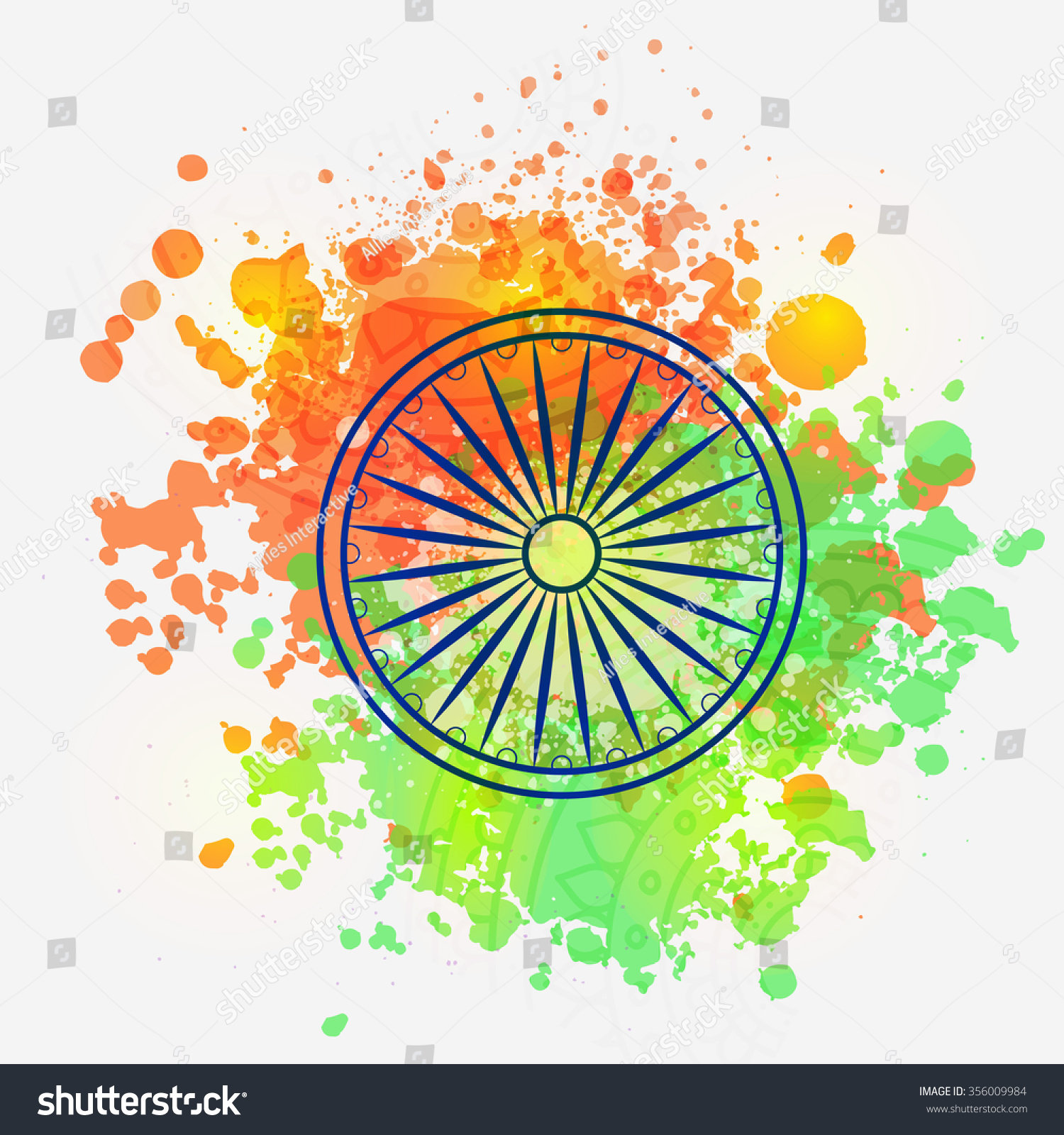 Creative Ashoka Wheel On Saffron Green Stock Vector (Royalty Free ...