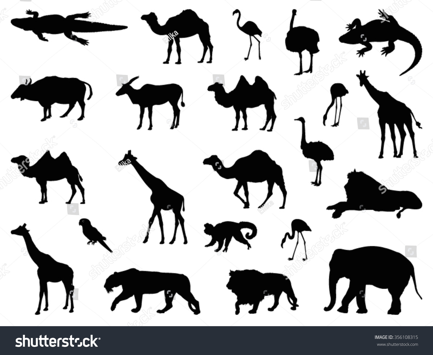 Safari Animals Set Stock Vector (Royalty Free) 356108315 | Shutterstock