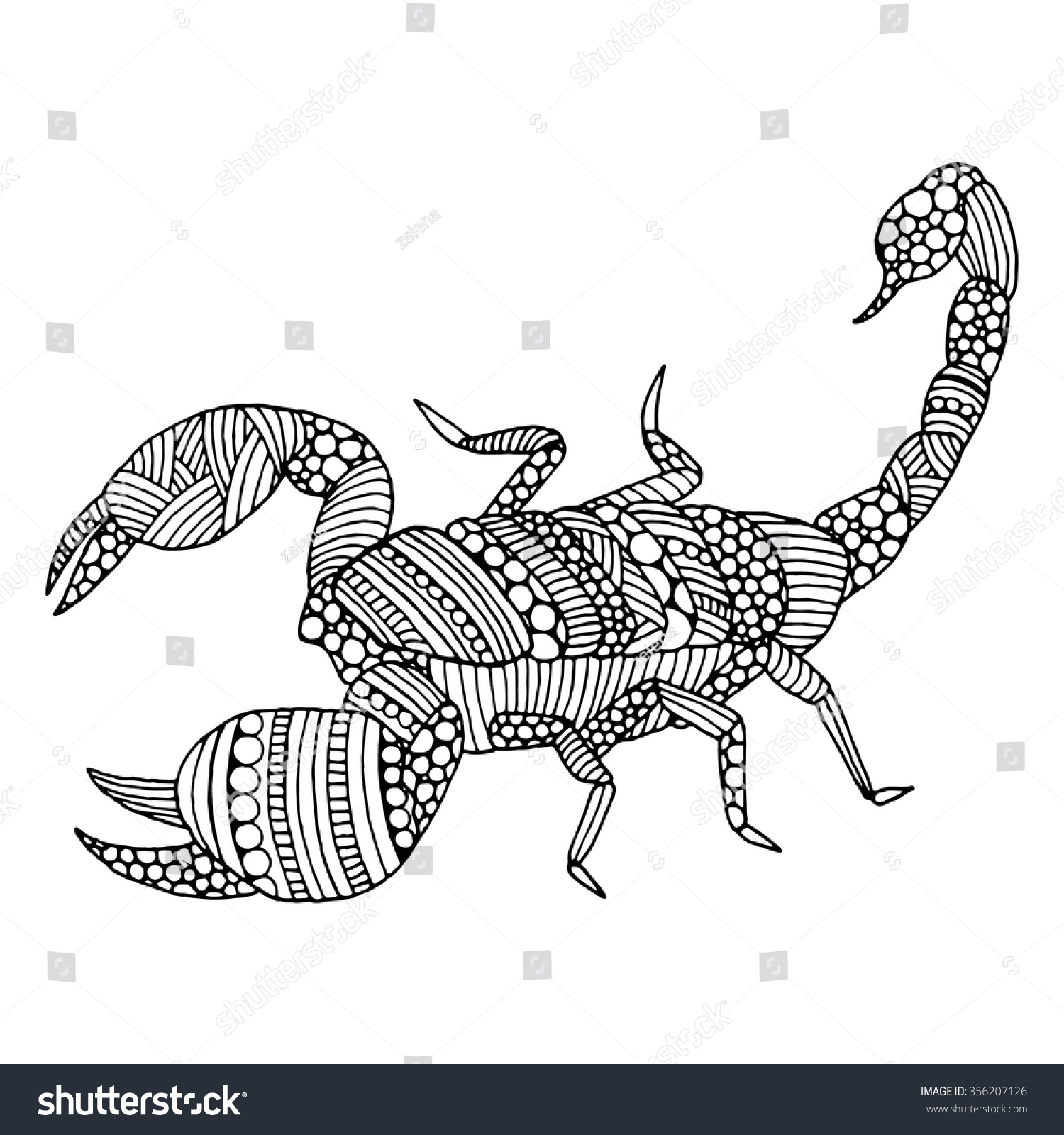 Scorpio Doodle Illustration On Simple White Stock Vector (Royalty Free ...