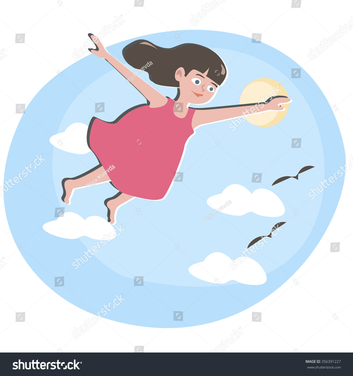 Девочка летает рисунок