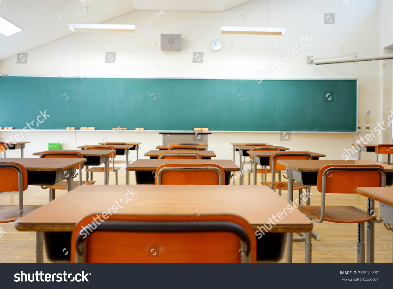 School Classroom School Desks Blackboard Japanese Stock Photo 356921582