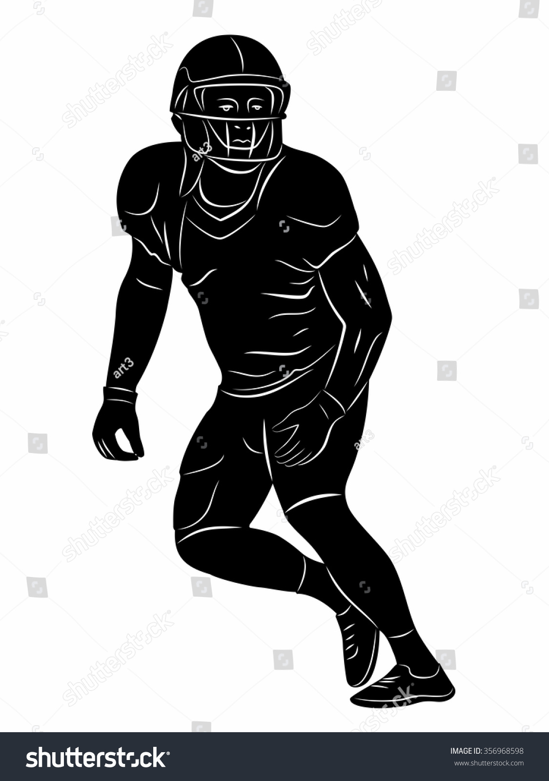 American Football Player Silhouette Black White Stock Vector (Royalty ...