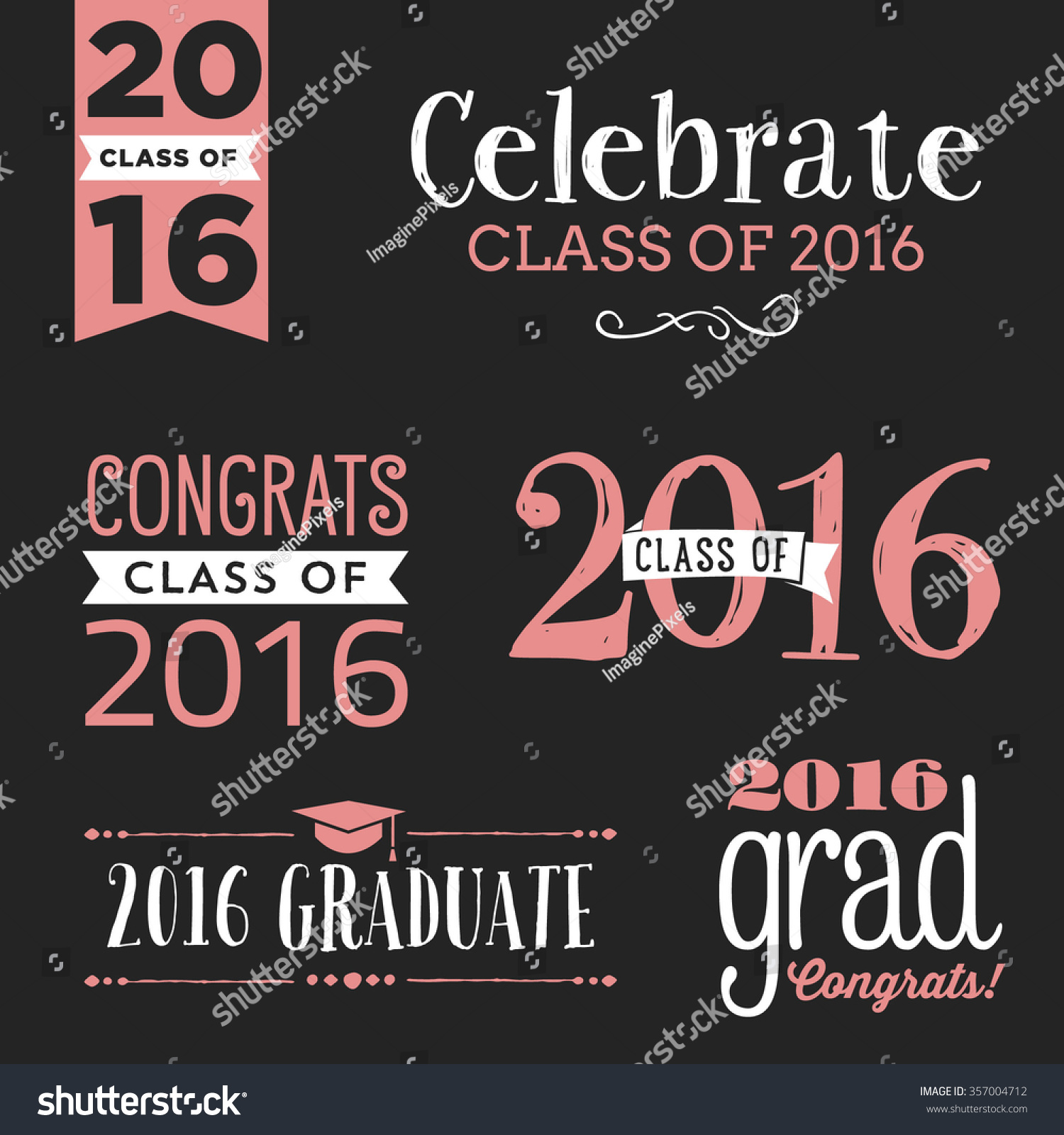 2016 Graduation Vector Set Congrats Celebrate Stock Vector (Royalty ...