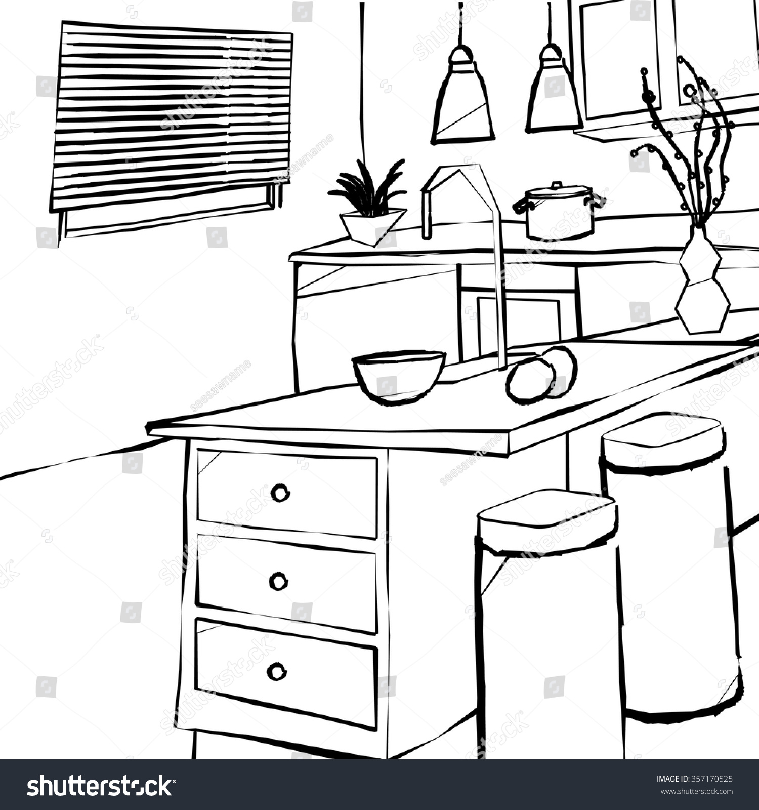 Рисунок размещения предметов в кухне