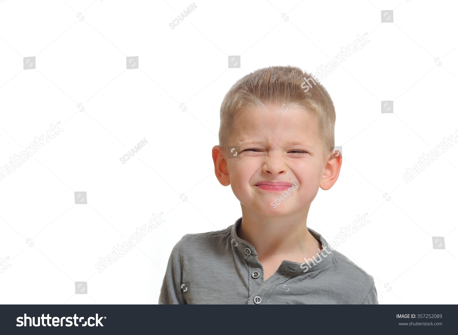 Full Emotions Portrait Sevenyearsboy Closed Eyes Stock Photo 357252089 ...