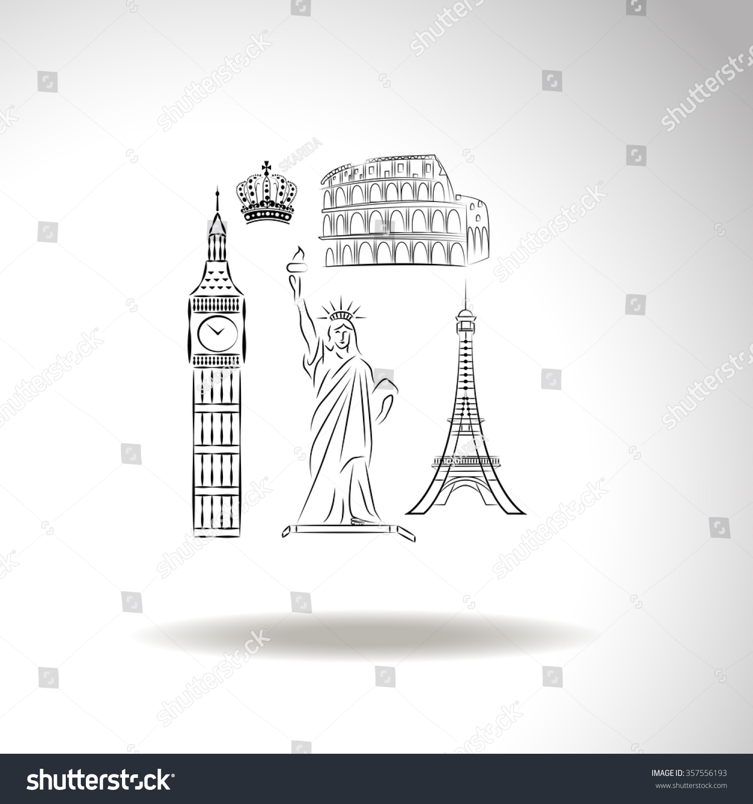 Tower Big Ben Statue Liberty Great Stock Vector (Royalty Free ...