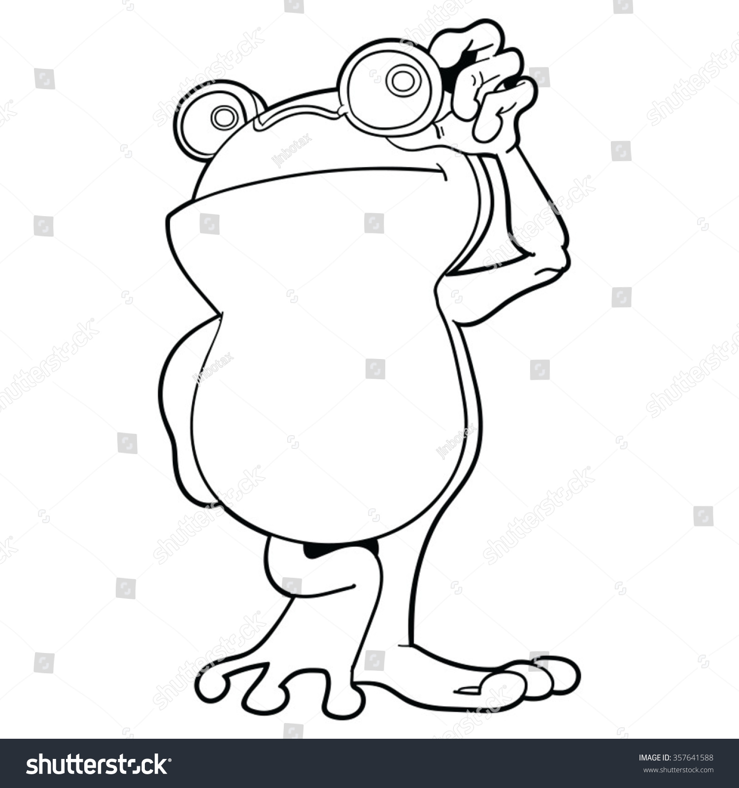 Smart Frog Glasses Cartoon Black White Vector De Stock Libre De Regalías 357641588 Shutterstock