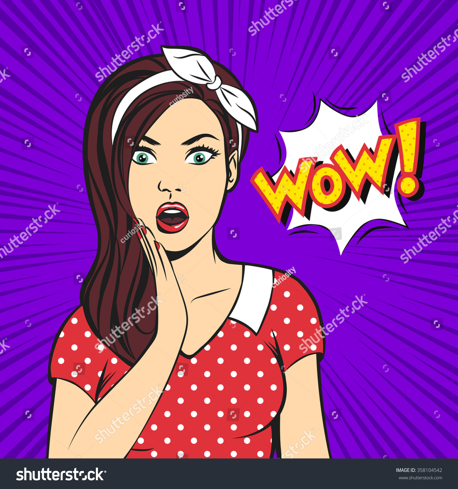 Vector Pop Art Surprised Woman Face Stock Vector Royalty Free 358104542 Shutterstock 