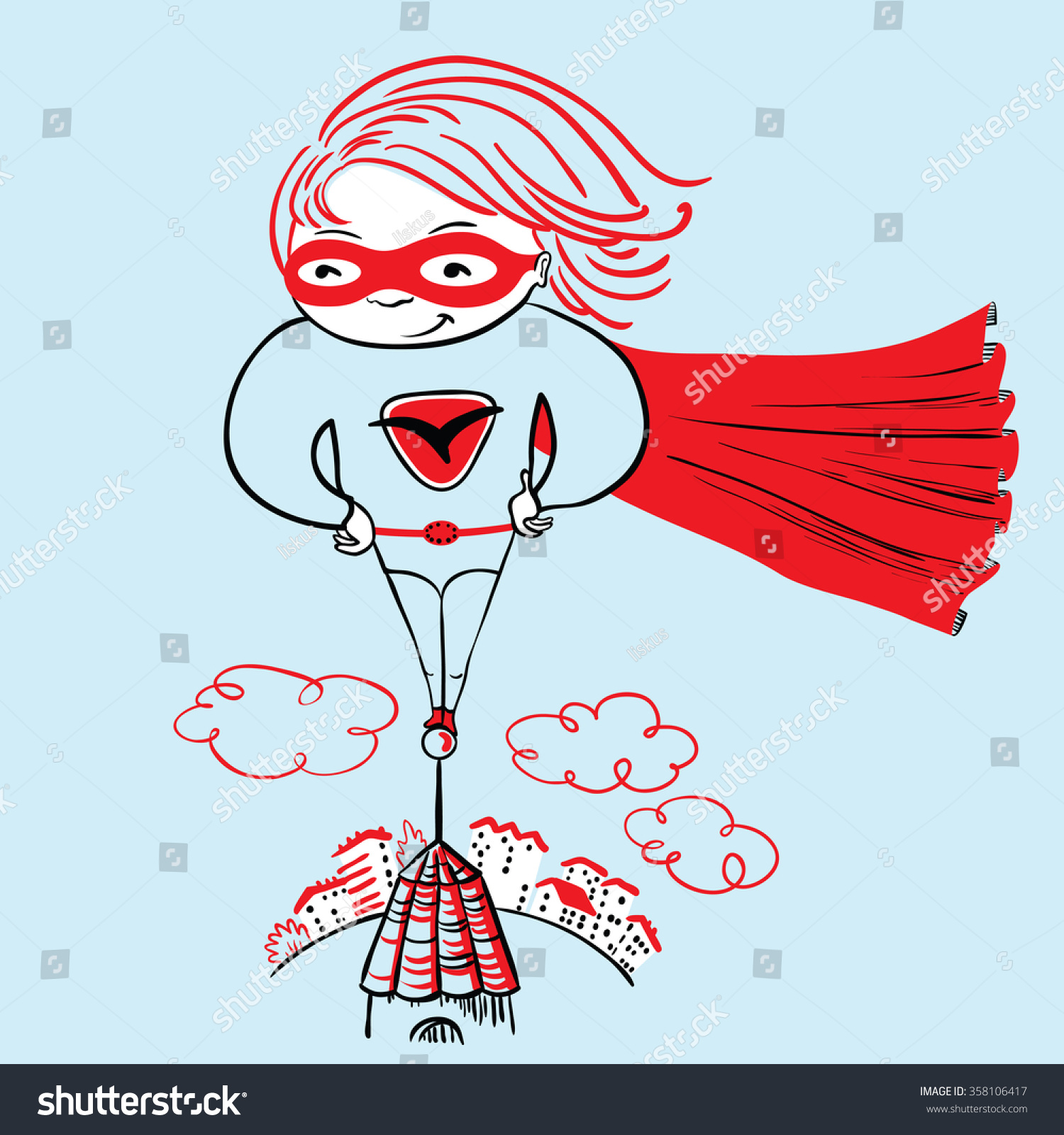 Cute Superhero Girl Illustration Stock Vector Royalty Free 358106417