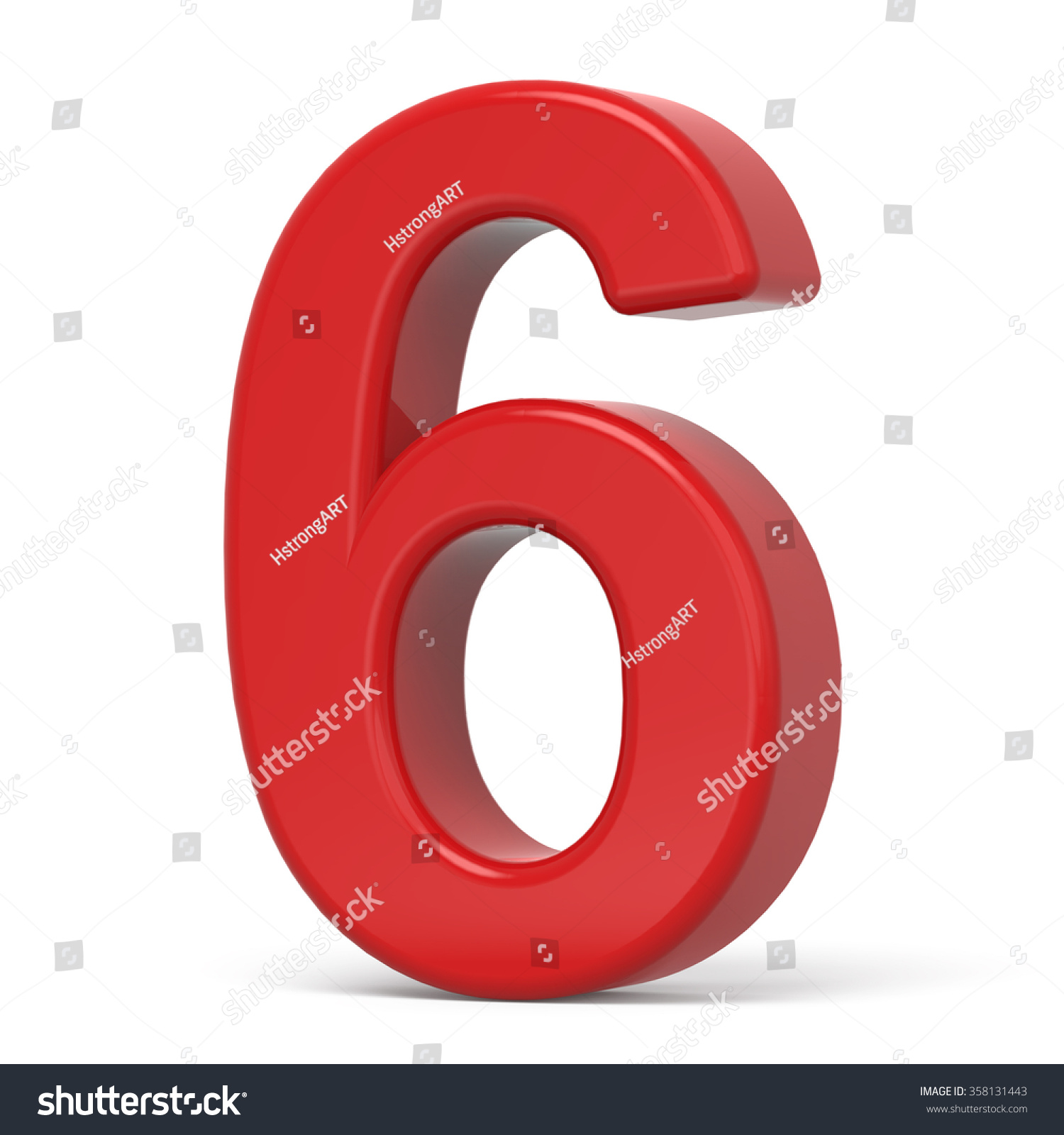 3d Plastic Red Number 6 Isolated Stock Illustration 358131443 ...