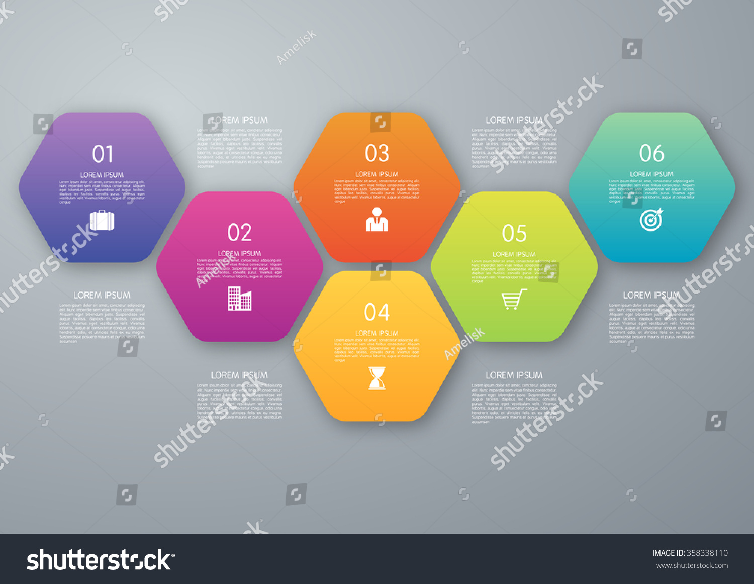 Vector Circle Hexagon Infographic Stock Vector (Royalty Free) 358338110 ...