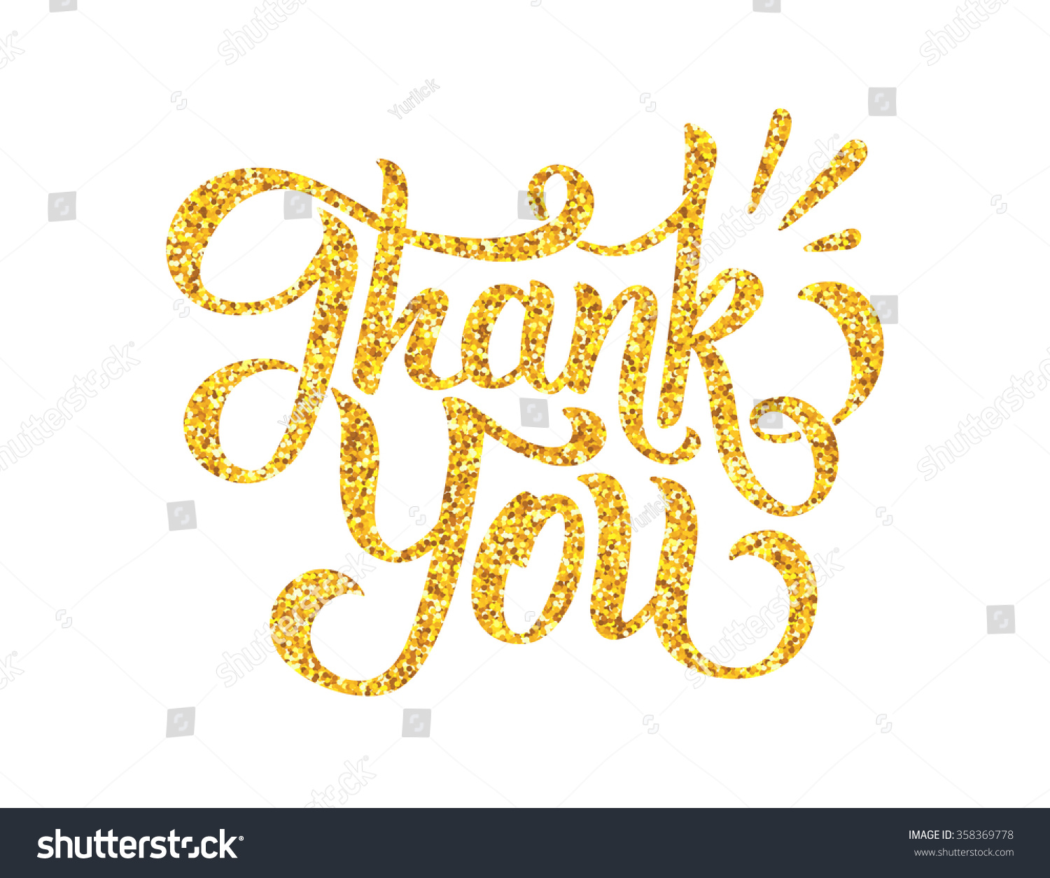 Golden Thank You Hand Drawn Text Stock Vector (Royalty Free) 358369778 ...