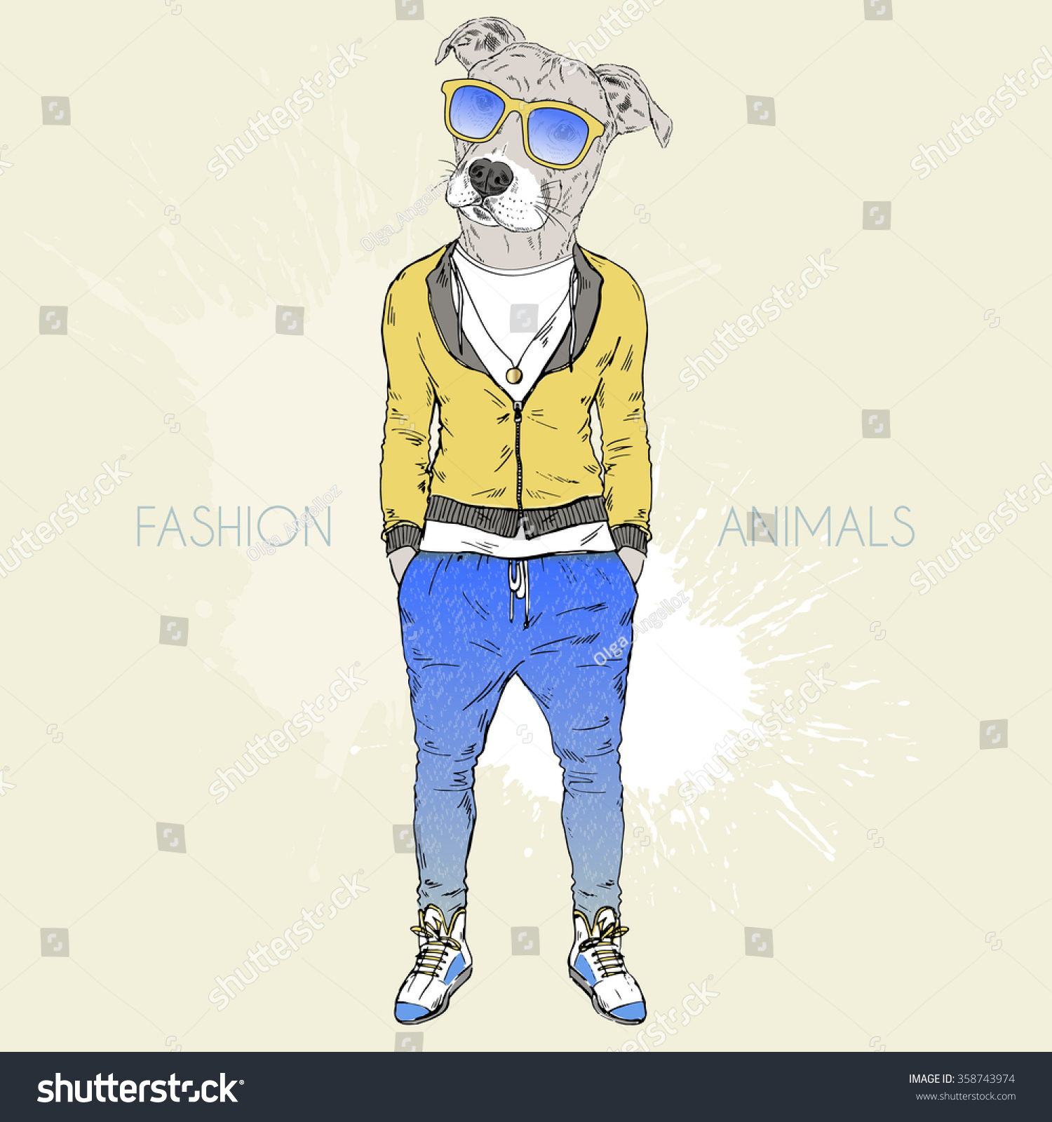 Pit Bull Doggy Boy Dressed Urban Stock Vector (Royalty Free) 358743974 ...