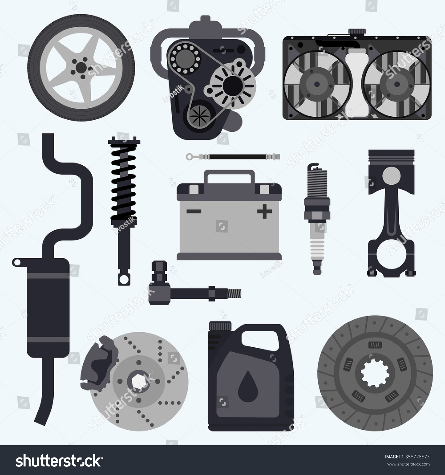 Set Auto Parts Automobile Systems Set Stock Vector (Royalty Free ...