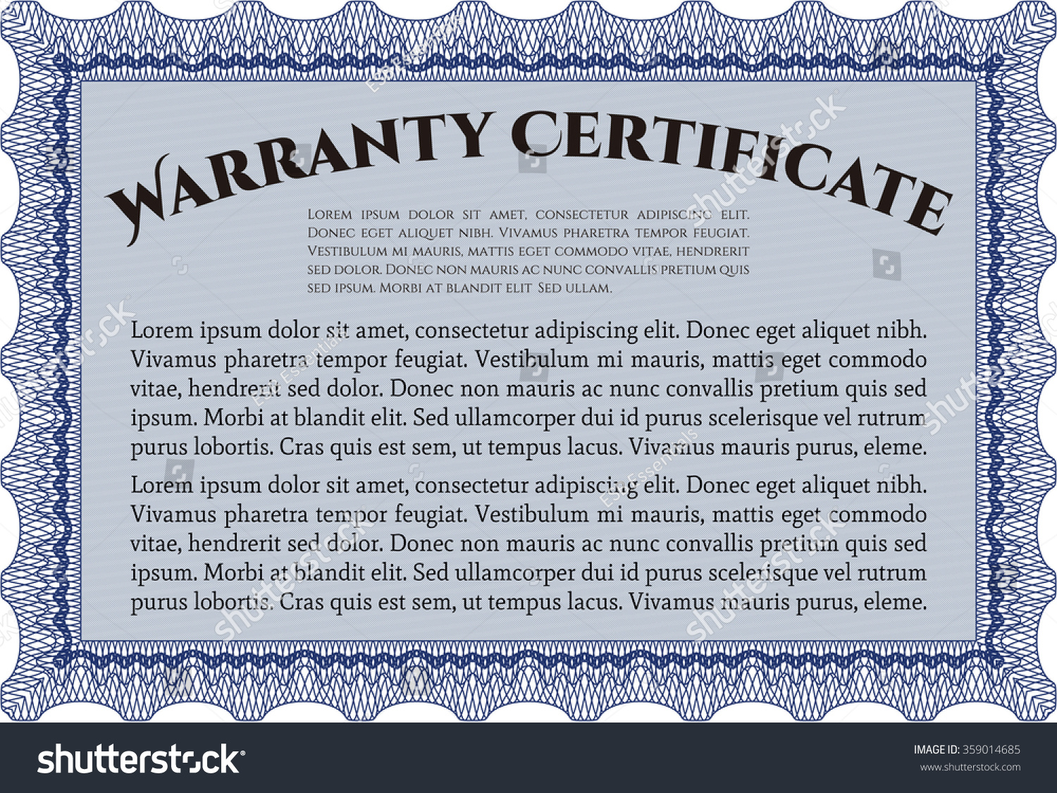 Warranty Template Complex Frame Design Very Stock Vector (Royalty Free ...