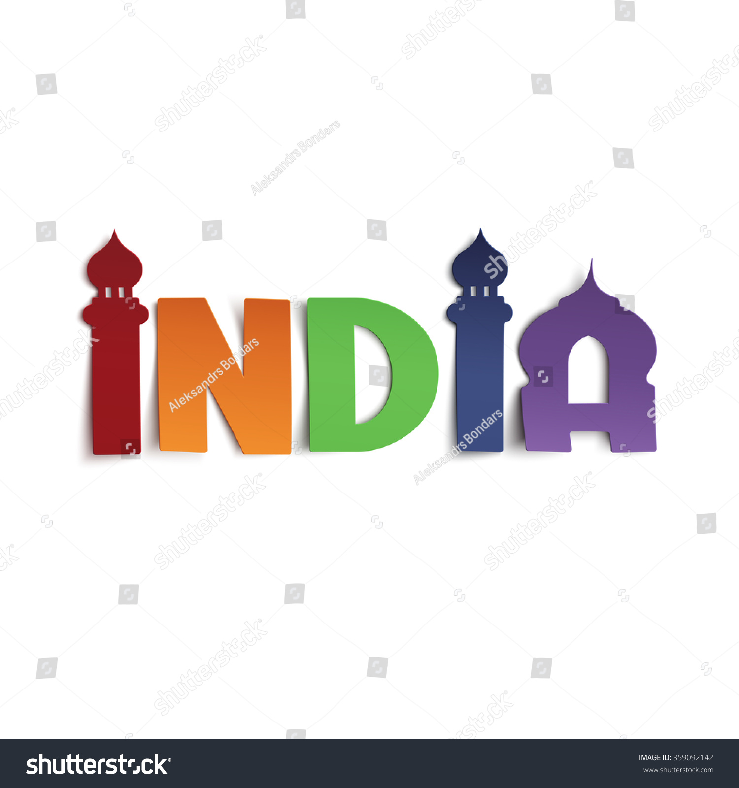 India Hand Lettering Handmade Calligraphy Conceptual Stock Vector ...