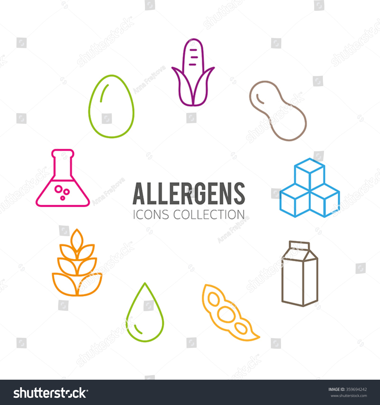 Set Food Labels Allergens Gmo Free Stock Vector (Royalty Free ...