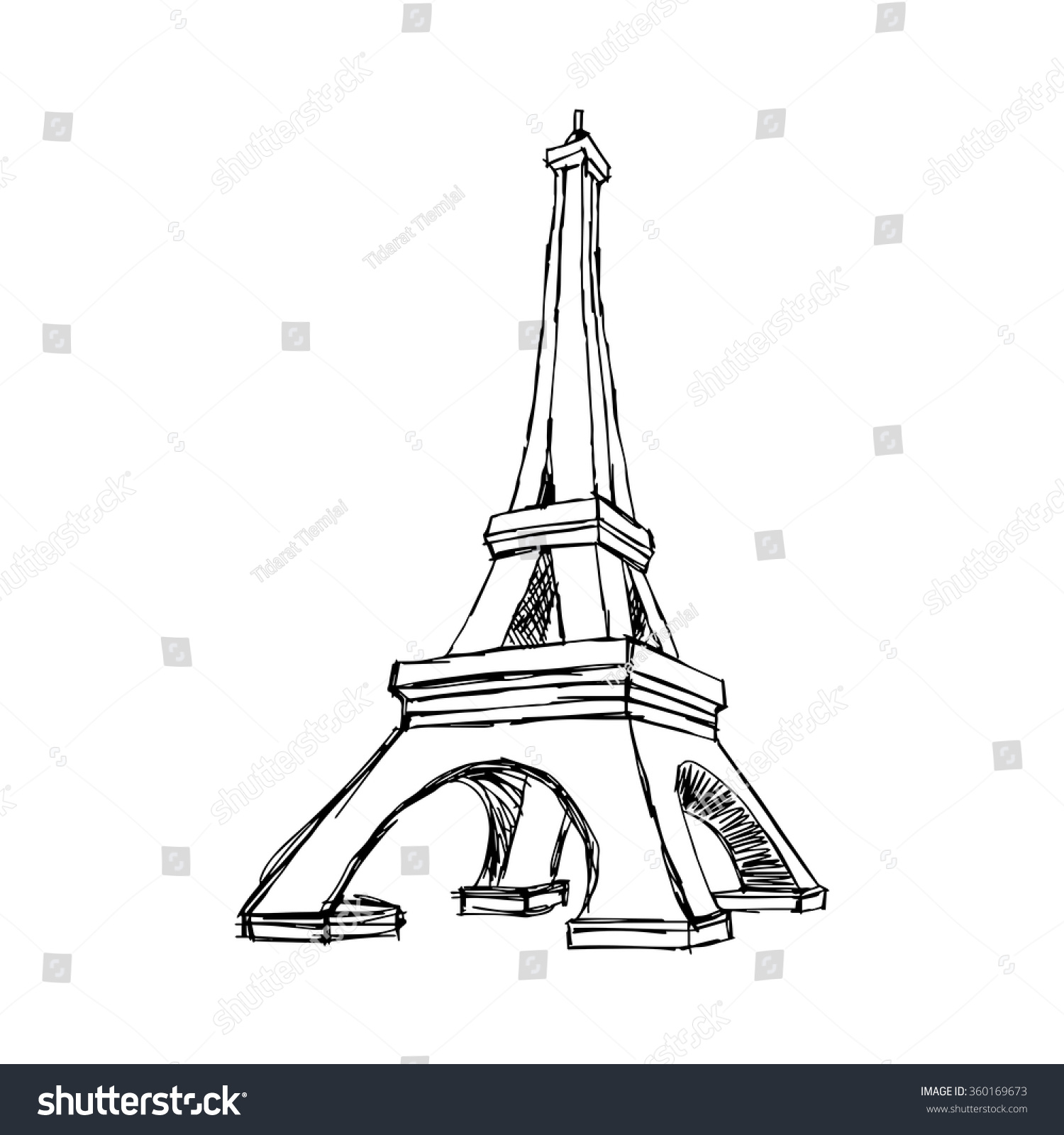 Эйфелева башня изогнутая кривая рисунок фига карикатура