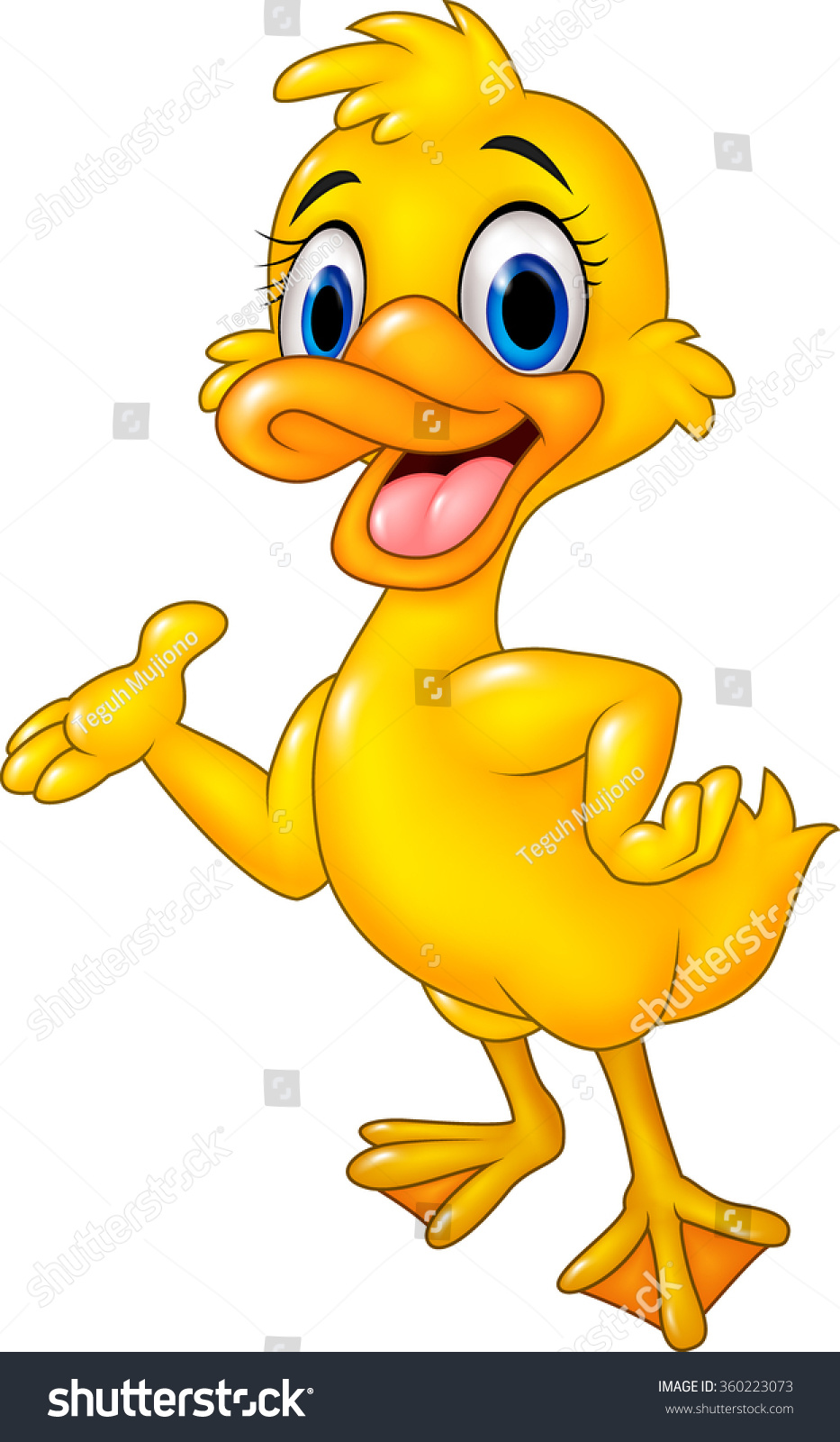 Cartoon Happy Duck Presenting Isolated On Stock Vector (Royalty Free ...