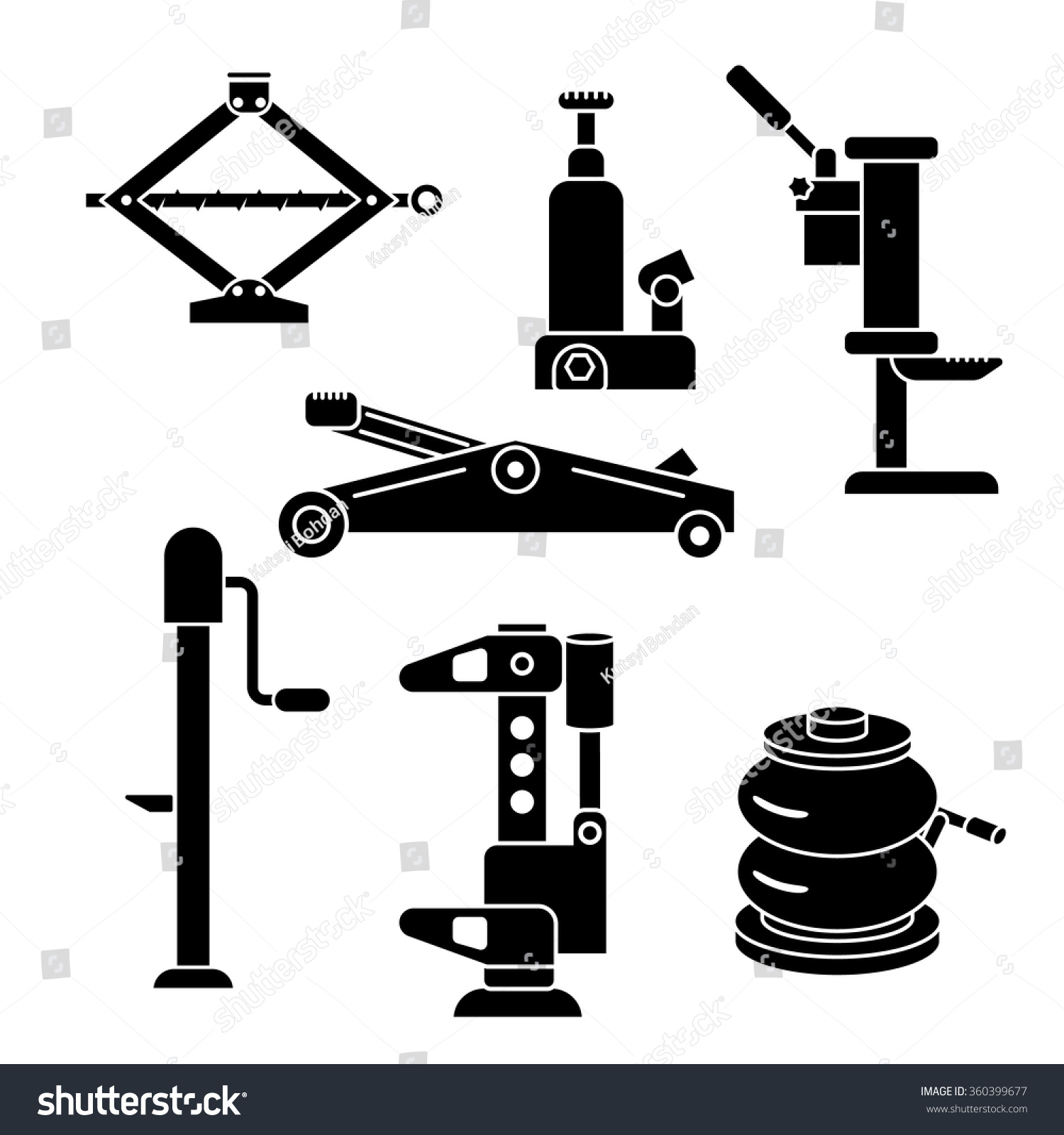 Set Different Screw Hydraulic Jacks Stock Vector (Royalty Free ...