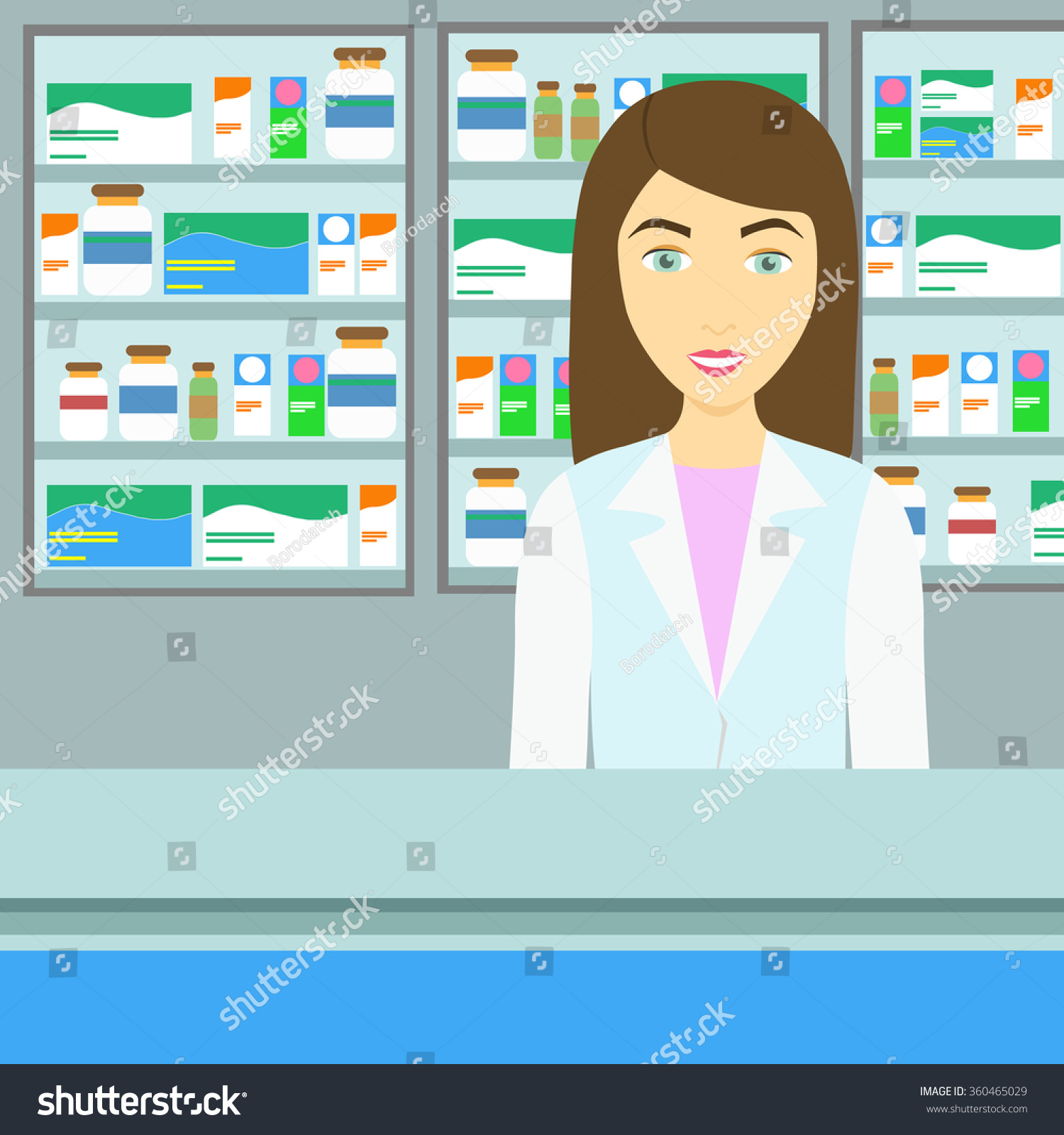 Рисунок фармацевта в аптеке