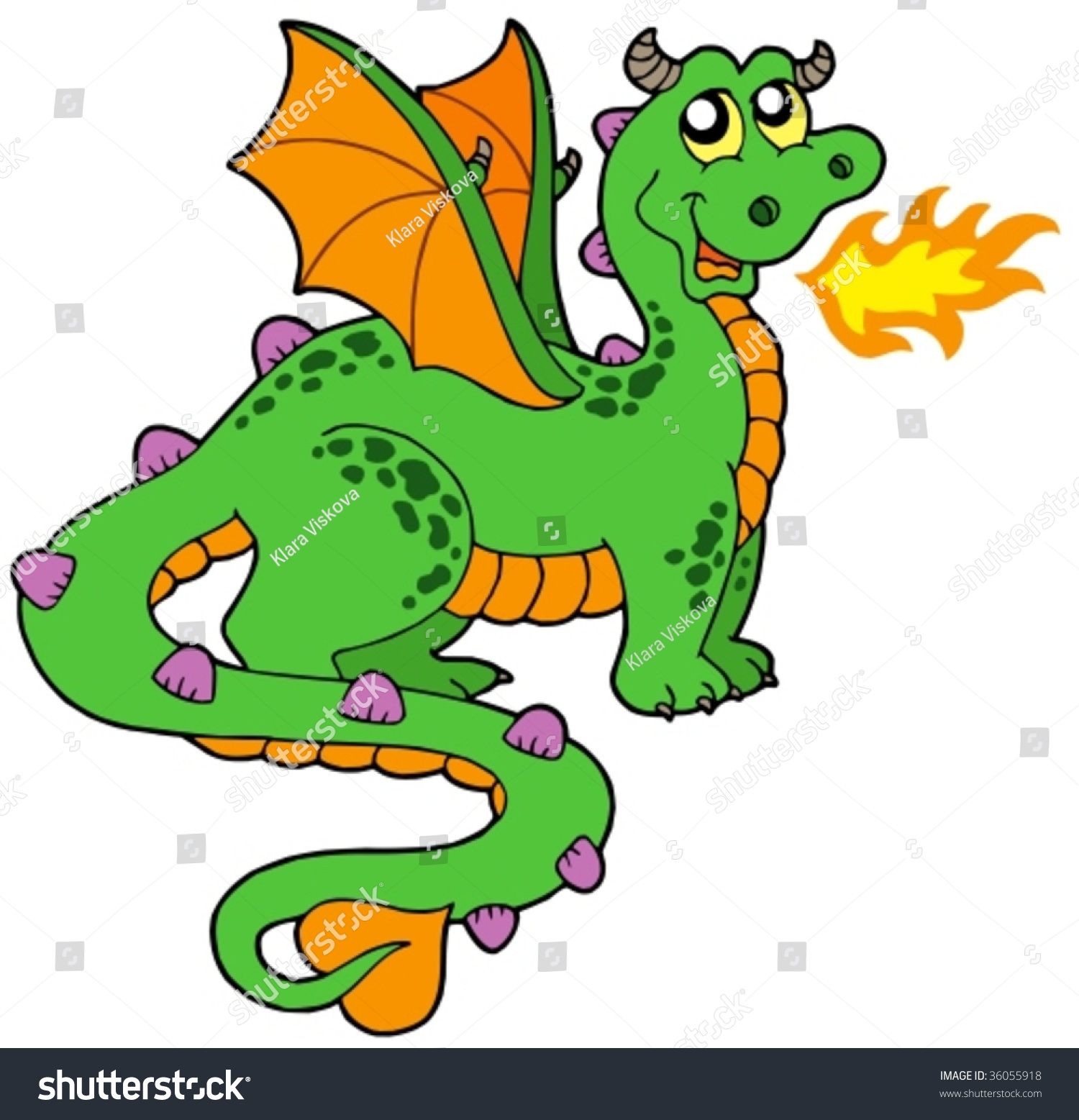 Cute Dragon Long Tail Vector Illustration Stock Vector (Royalty Free ...