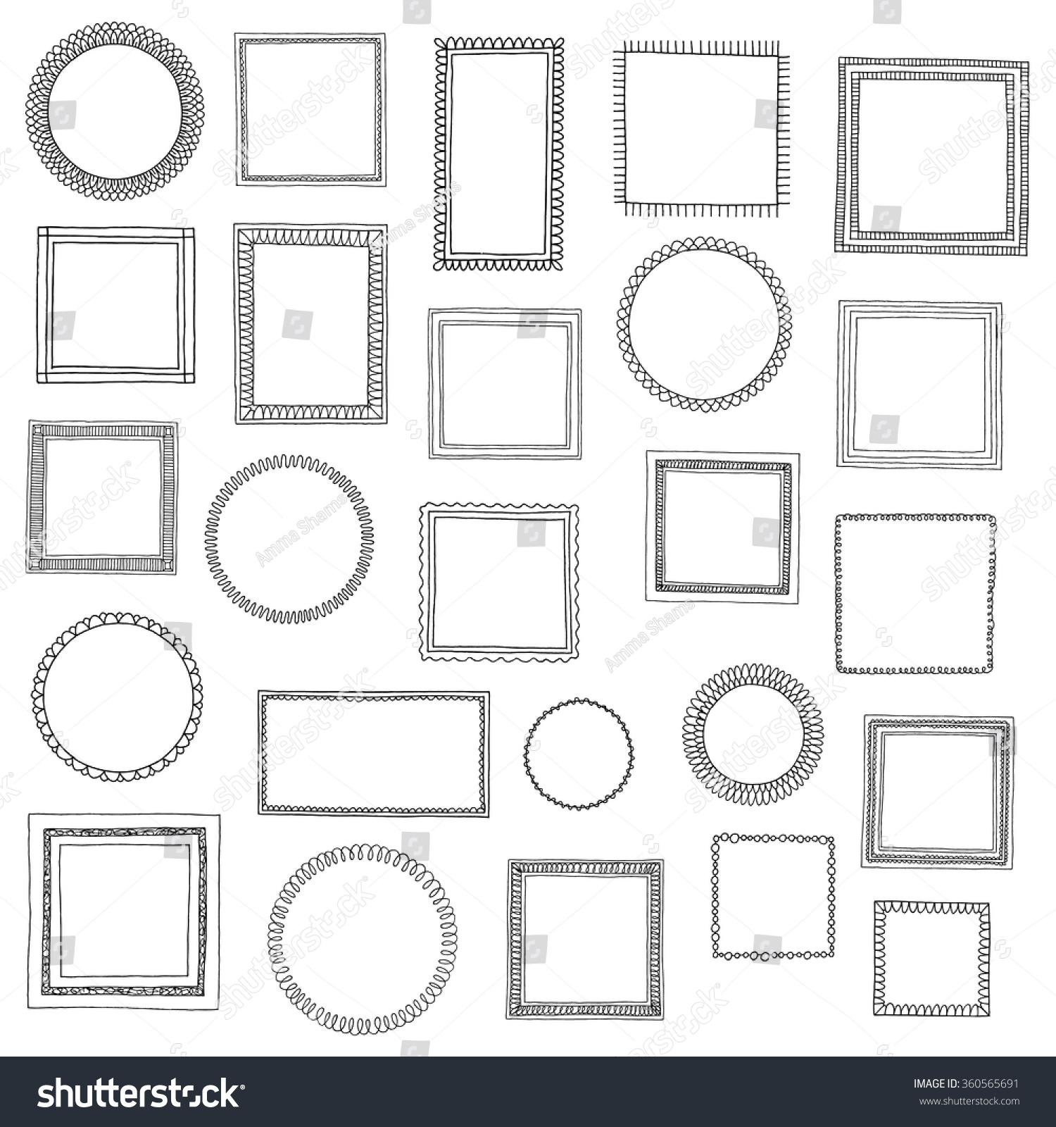 Hand Drawn Frames Set Cartoon Style Stock Vector (Royalty Free ...