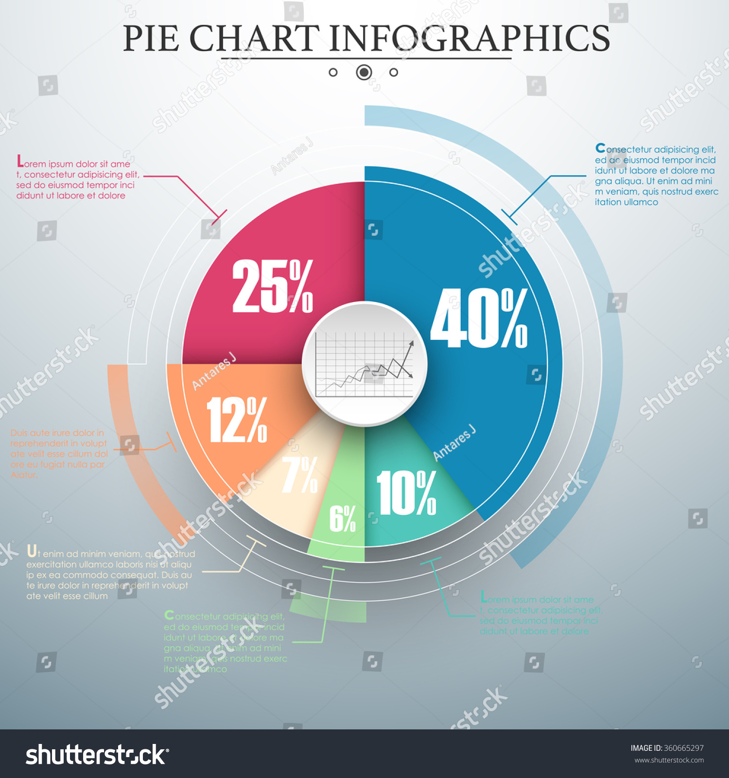 Colorful Business Pie Chart Your Documents Stock Vector Royalty Free 360665297 Shutterstock 0731