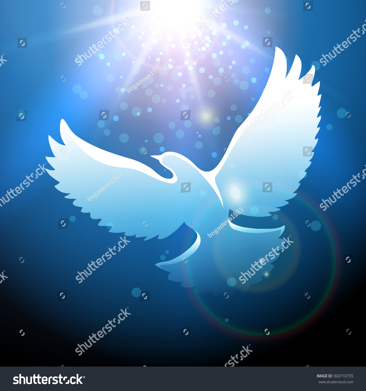 White Dove Flying Blue Sky Stock Vector (royalty Free) 360710735 