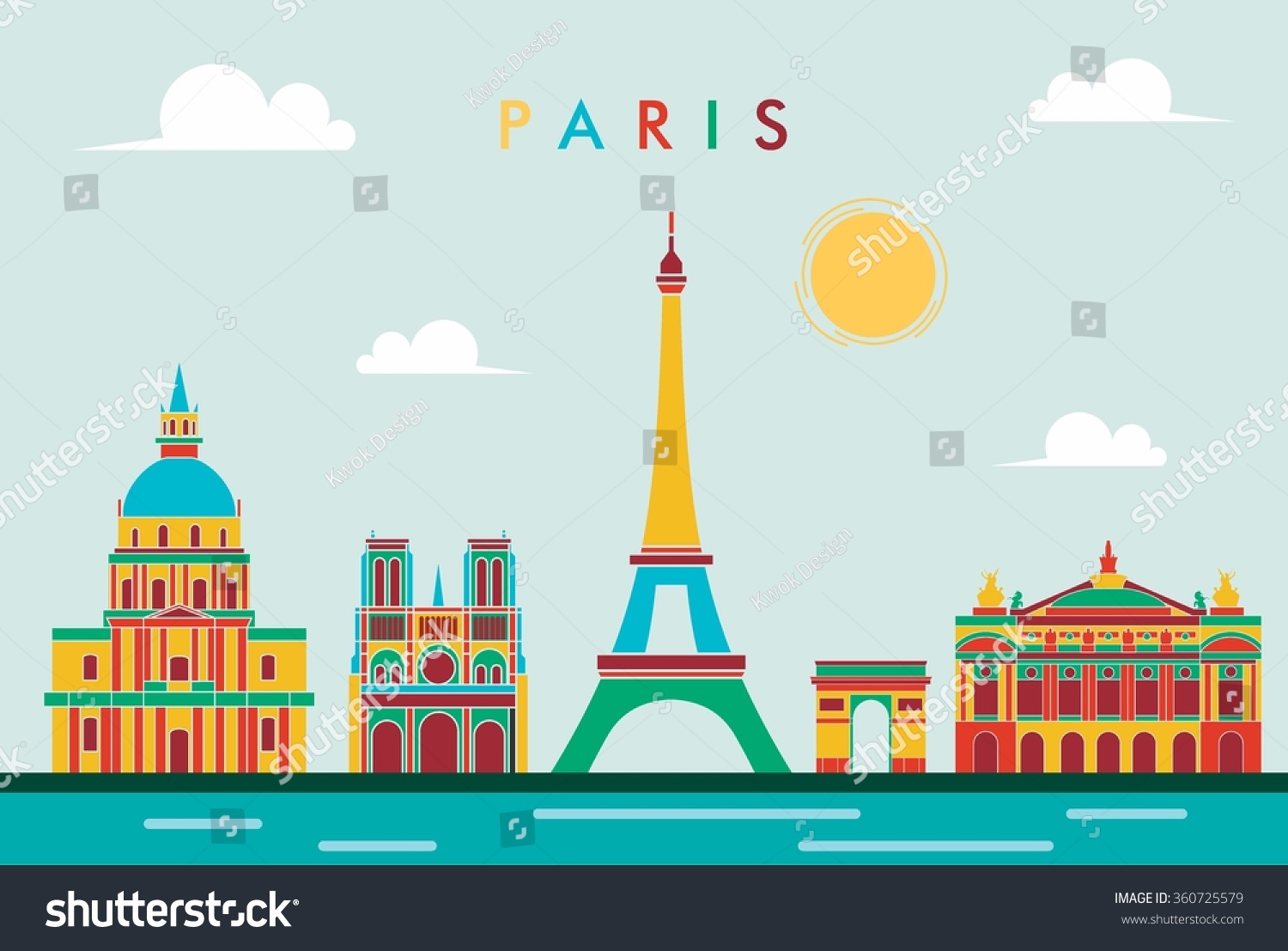 France Famous Landmarks Detailed Skyline Vector Stock Vector (Royalty ...