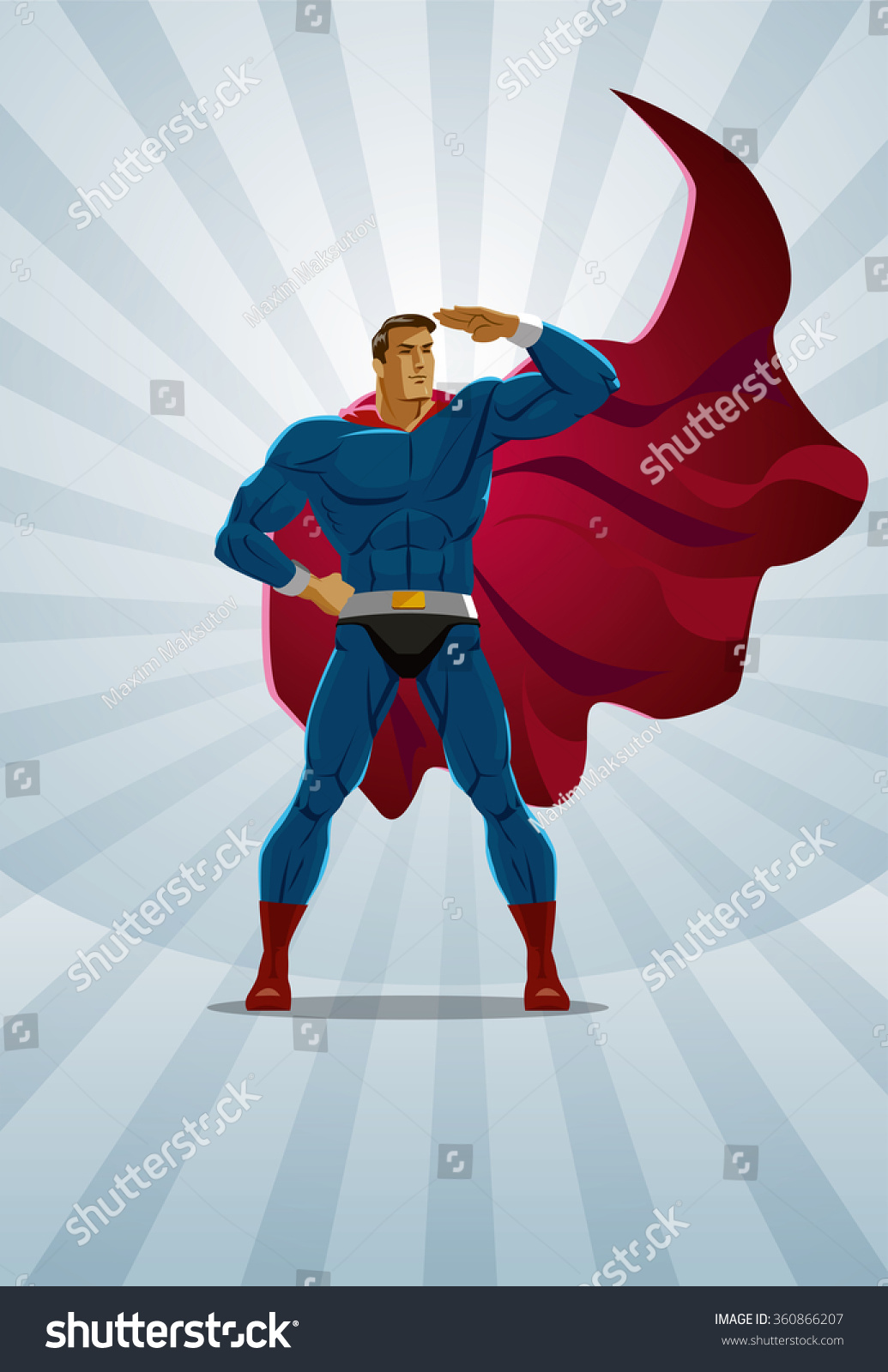 Superhero Stands On Sunrise Background Vector Stock Vector (Royalty ...