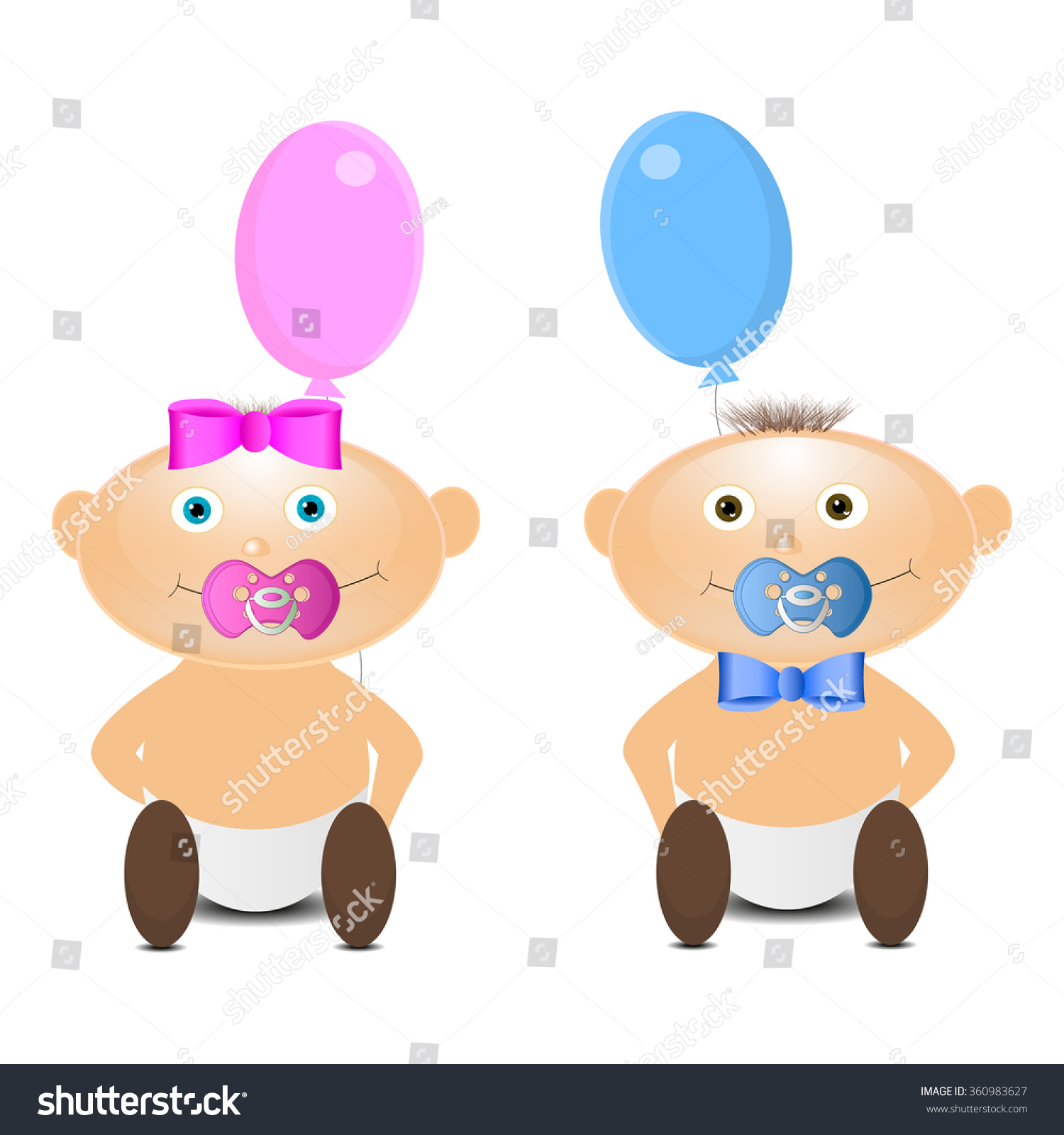 Little Boy Girl Balloons Nipples Stock Vector Royalty Free 360983627